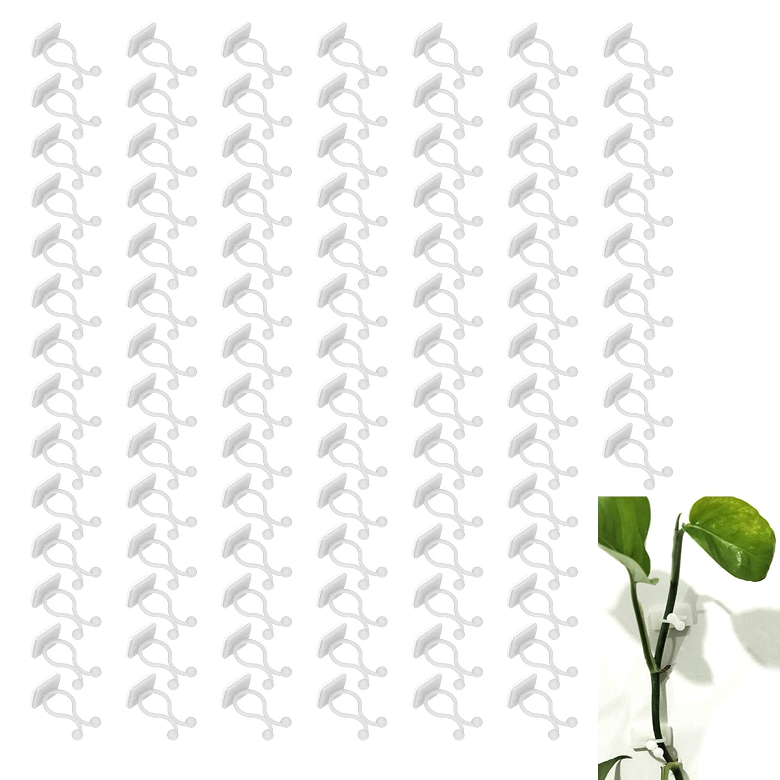 100 Pcs Plant Climbing Wall Accessory, Wall Vines Fixing Clip, Self Adhesive Branch Accessory Fixing Clip, for Garden Grow Stands(White)-image-25