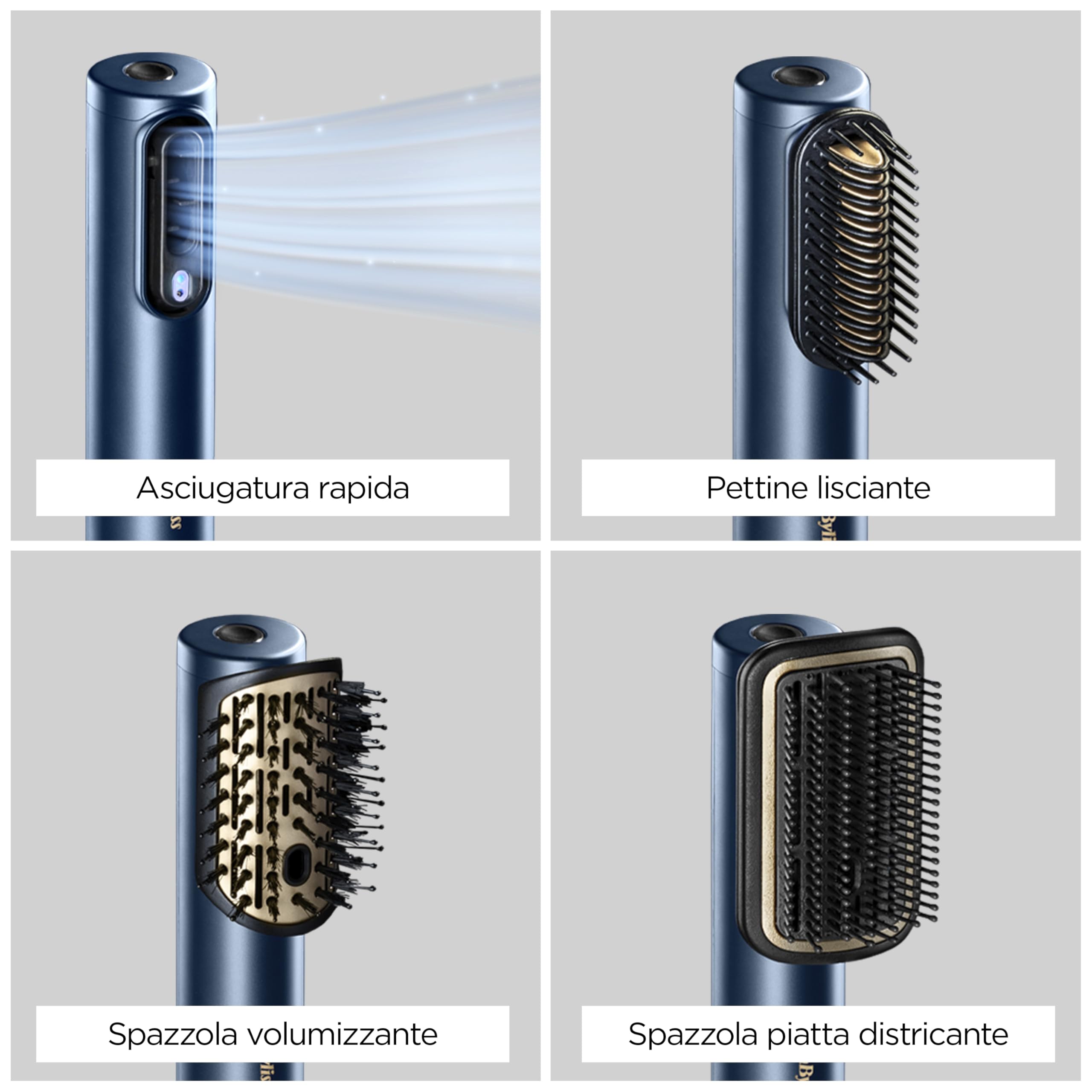 BaByliss Air Wand, Asciugacapelli, Piastra Lisciante e Styler, Tutto in uno, da capelli bagnati ad asciutti, anti-crespo, nessun danno da calore, 3 accessori, AS6553E - Amazon Exclusive