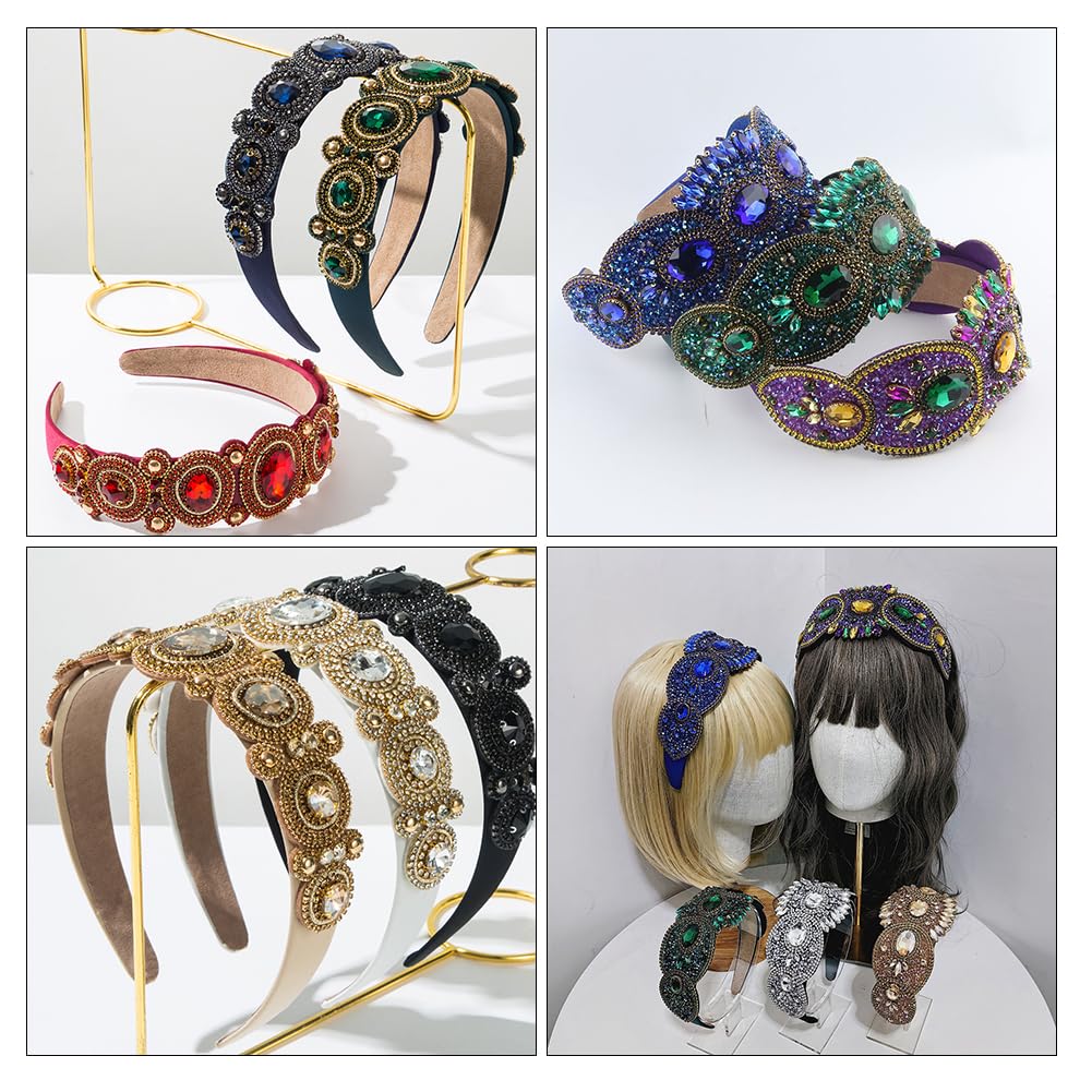 Haarbänder für Frauen Strass Stirnbänder Strass Breit Haar Hoop Haarband Glitzer Stirnband für Damen Strass-Stirnband Bling Vintage Barock Stirnband Crystal Haarband mit Strasssteinen