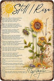 Retro Metal Tin Sign Maya Angelou Feminism Vintage Poster, But Still I Like Air I Rise,Motivational Wall Decor Inspirational Sign Bedroom Living Room Home Office Wall Art Decor 8x12inch