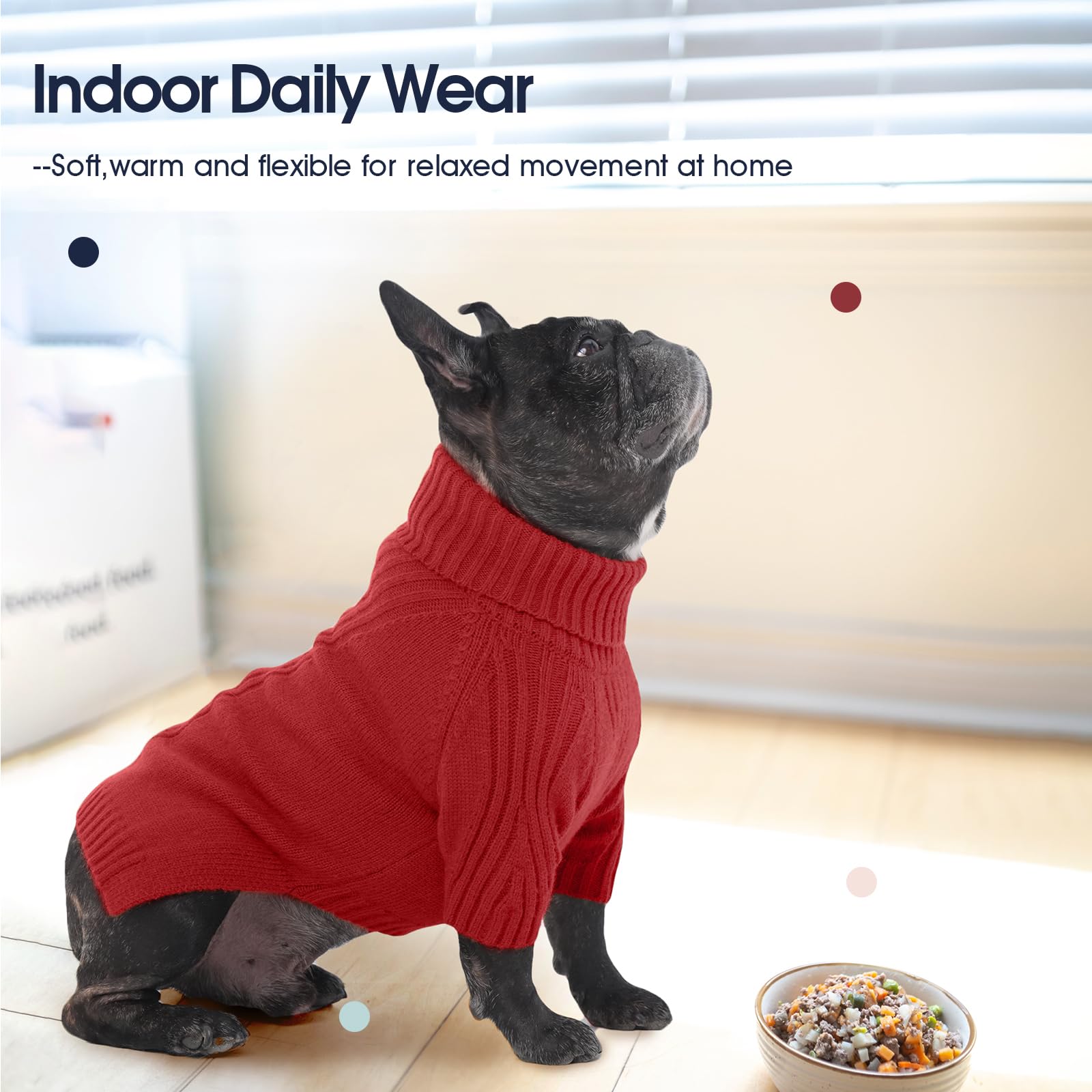 IECOii Sweter świąteczny dla psa, XXL, z długim rękawem, golf, dla bardzo dużych psów, chłopców, dziewczynek, strój na zimną pogodę, buldog angielski, ubrania na zimę