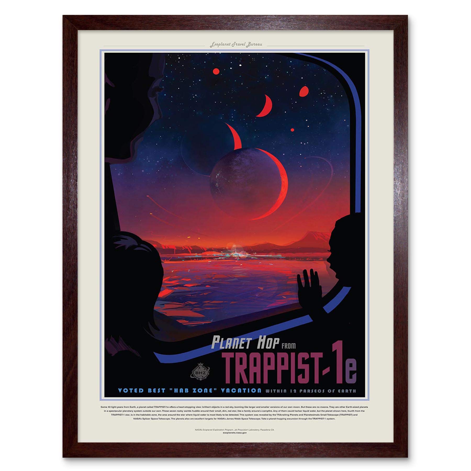 Wee Blue Coo Nasa Space Travel Advert Trappist 1E Planet Hop Art Print Framed Poster Wall Decor 12X16 Inch