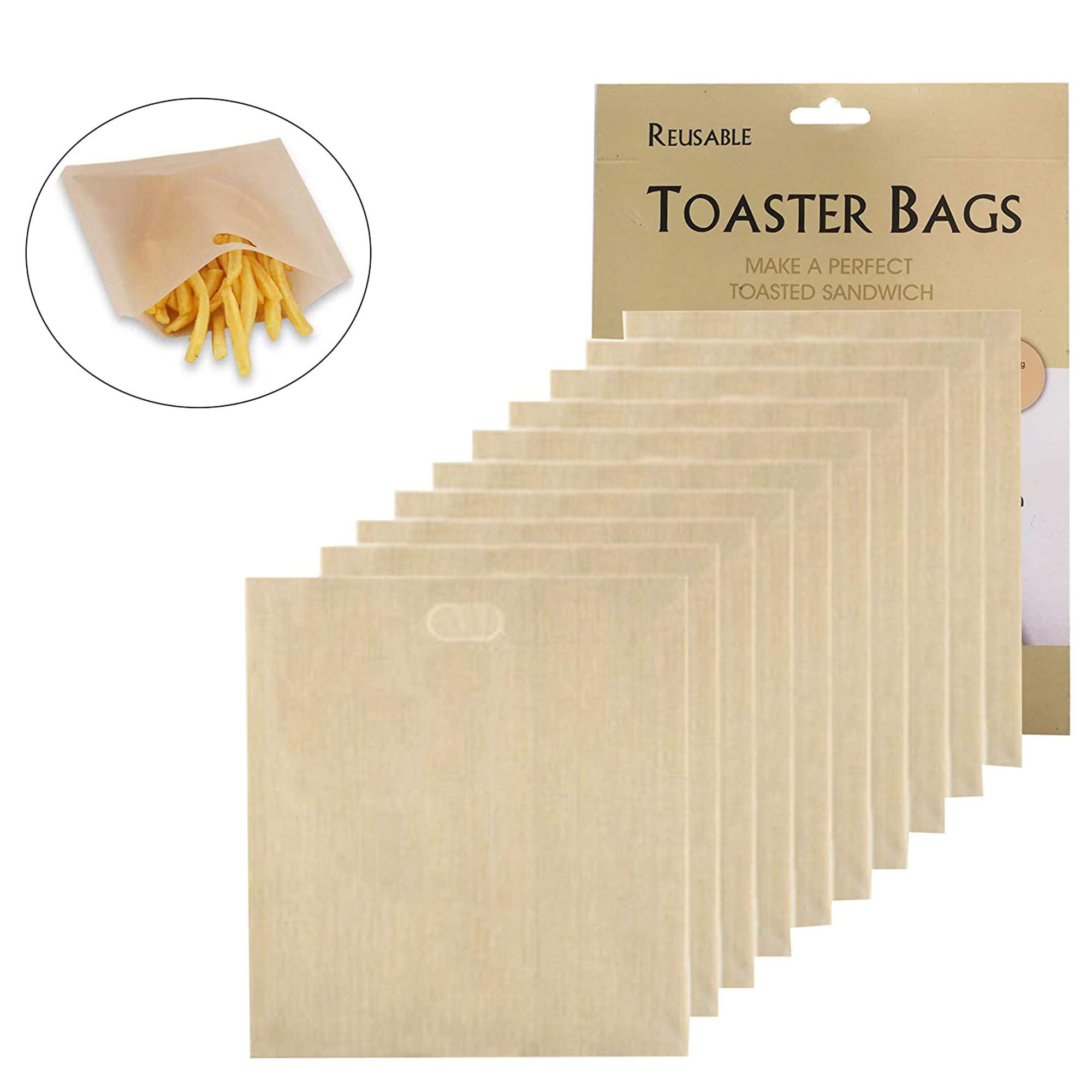 Pack de 10 Sacs Alimentaires Antiadhésifs pour Toasts et Snacks