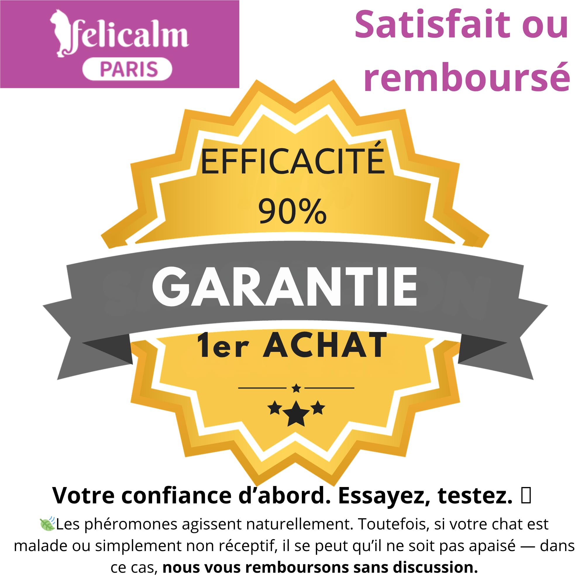 Paris -Nouvelle Formule de PHEROMONE pour Chat et Chaton -2 Recharges de 48 ML- Anti Stress pour Chat- CALMANT- Bonheur et Harmonie