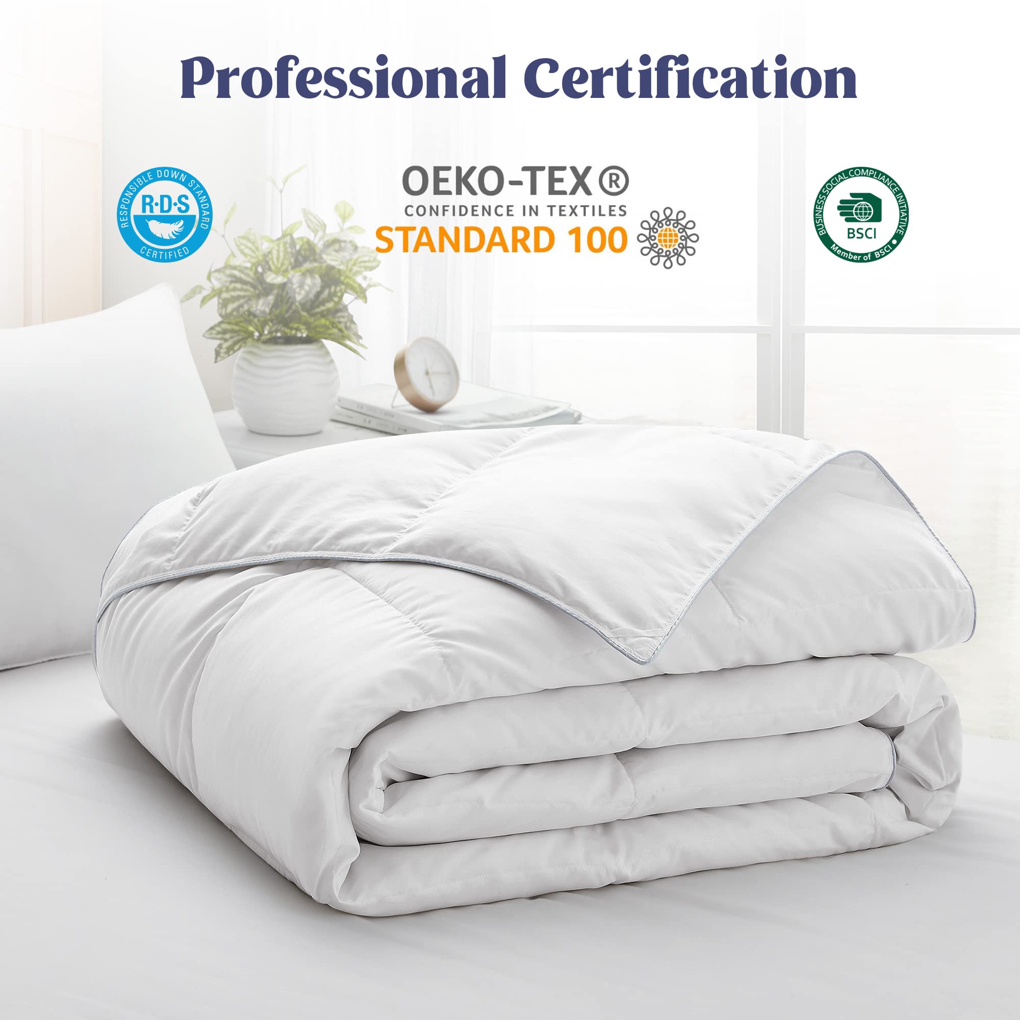puredown® Goose Feather Down Comforter Full/Queen Size, Lightweight Duvet Insert, Summer Oversized Down Blanket, Ultra-Soft Fabric Machine Washable Bedding Comforters - 88x90 Inch
