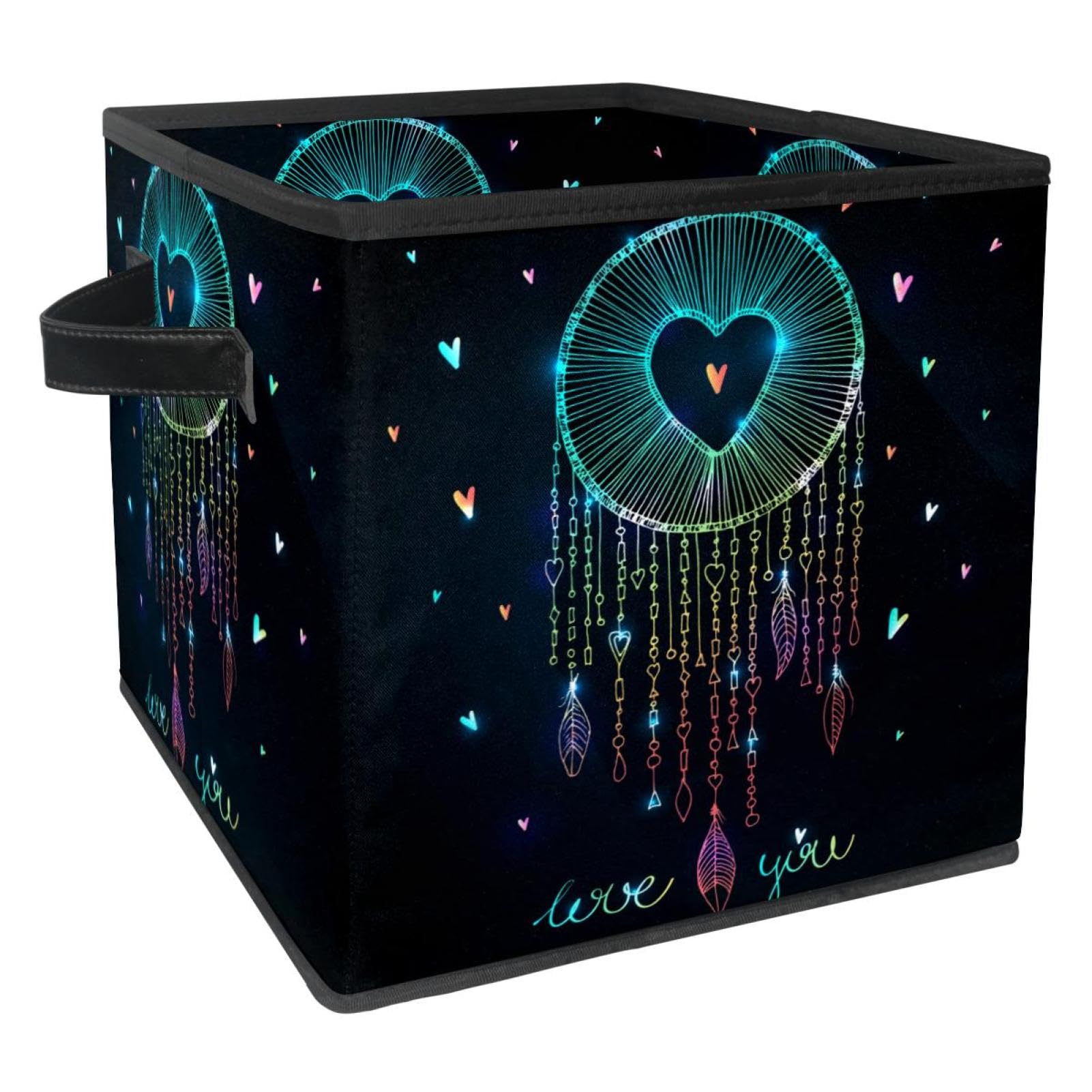 Boîte de rangement pliable cube motif cœur pour armoire