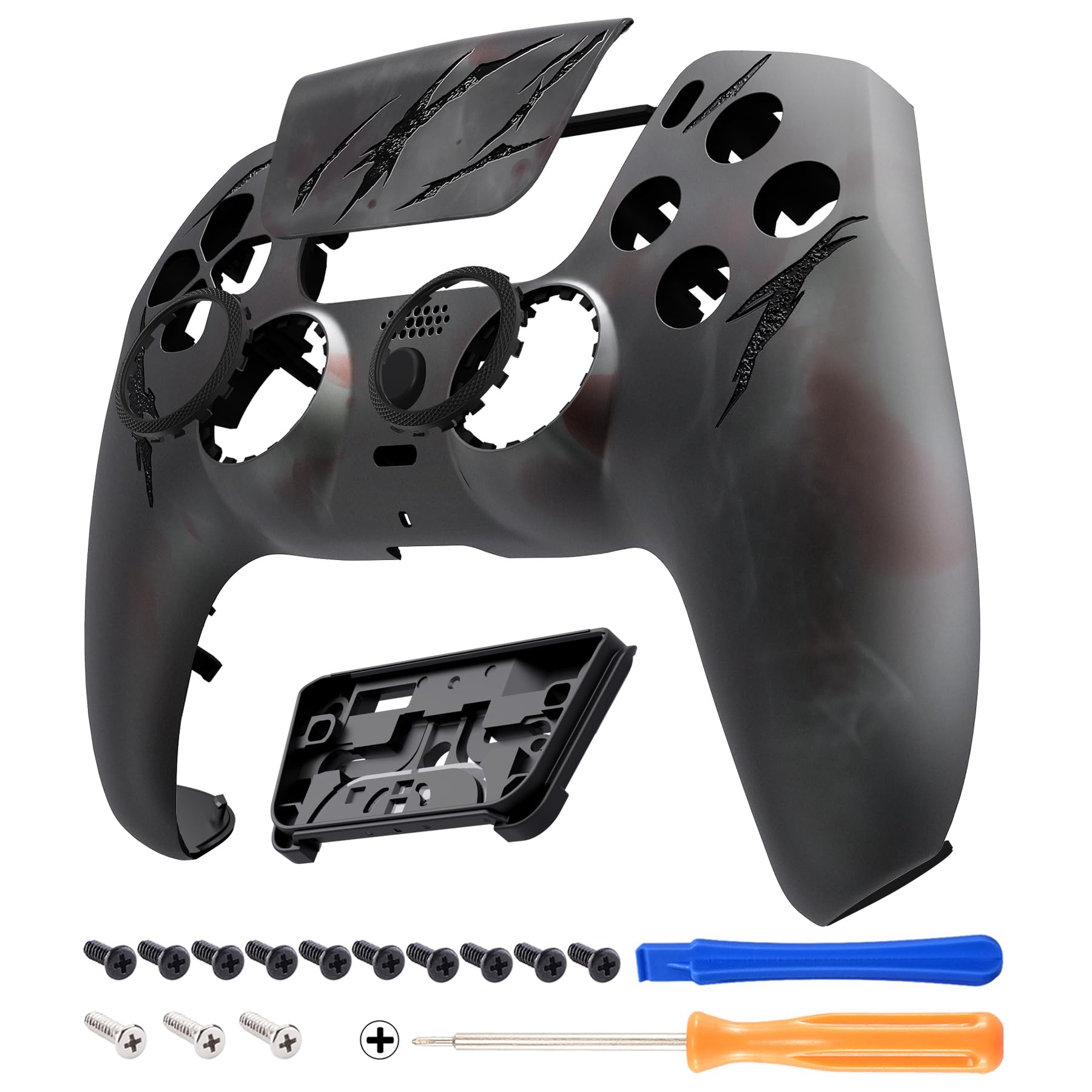 eXtremeRate Luna Cover per ps5 Controller Joystick,Shell Frontale Touchpad Ricambio,Scocca Ridisegnata&Anelli per ps5 Joypad BDM 010/020/030/040/050-Nebbia di Sangue