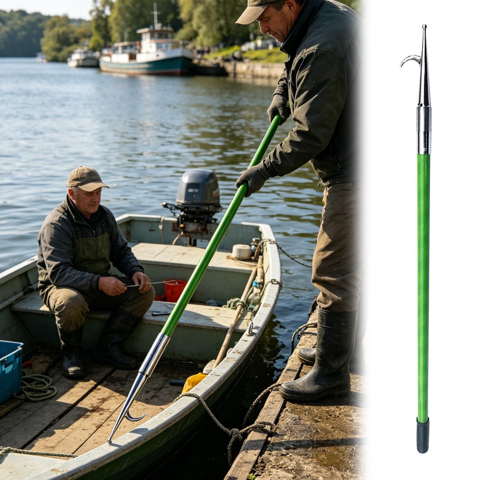 SRNSAEB Sturdy Boat Push Pull Pole - Splicing Connection, Lightweight Boat Dock Mooring Poles for Fisherman Docking/Salvage/Rescue, Boats Hook System Easy Install(2.0m/6.5')