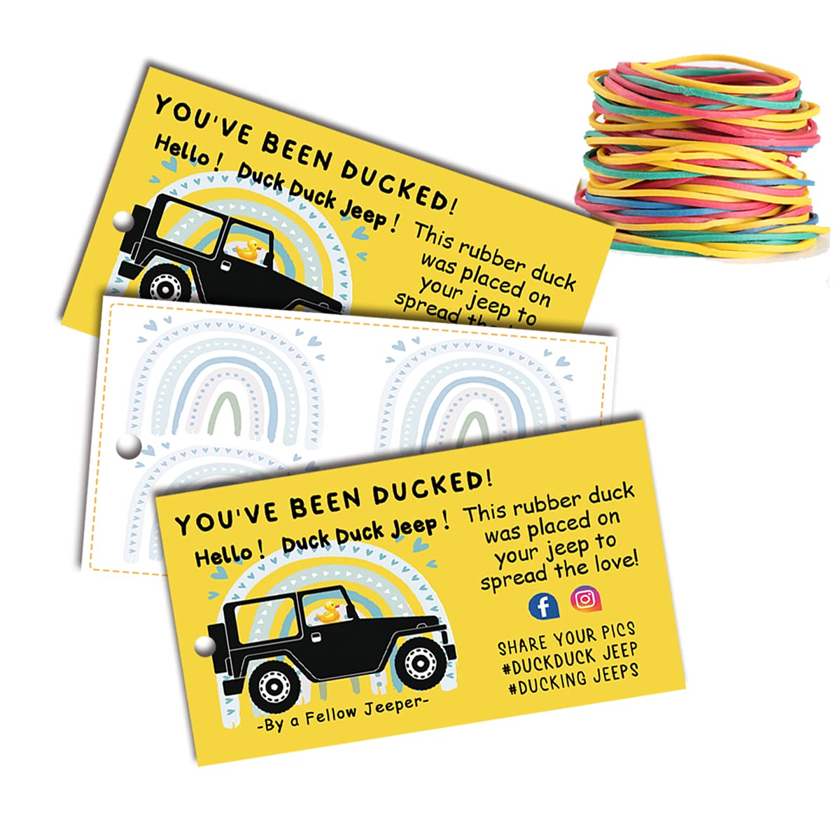 Amazon.com : ZCMY 1000pcs You've Been Ducked Card,Duck Duck Ducking Game  Card, Rainbow Card Design Ducking Card Tag,10000 Pack,With Round Hole and  Rubber Band Yellow 3*2.5Inch : Office Products