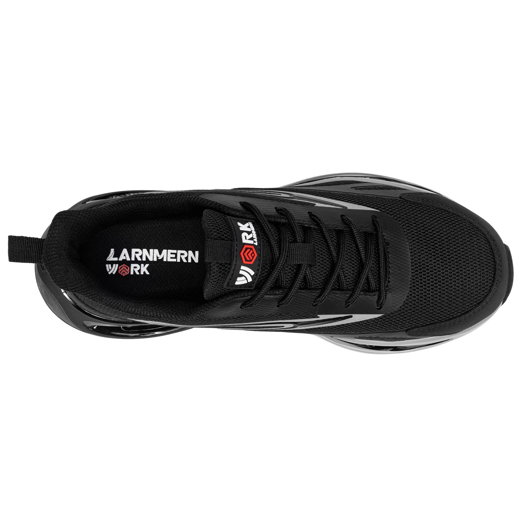 LARNMERN Zapatos de Seguridad Mujer Zapatillas de Seguridad Amortiguación Ligeros Comodidad Transpirabilidad Moda Zapatos de Trabajo(Negro Gris,38EU)