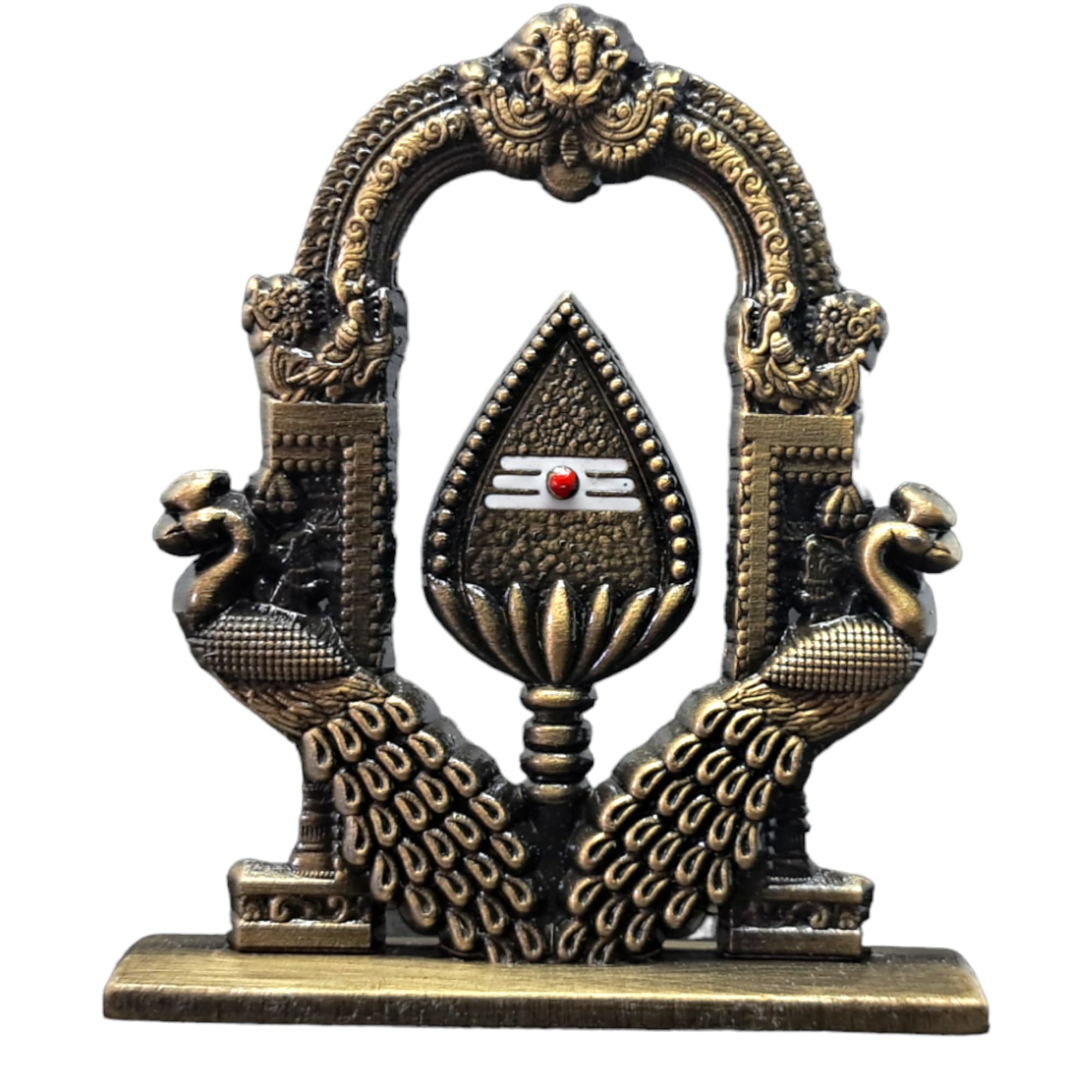 Divine Murugan OM Vel with Peacock for Car Dashboard Decorative Antique  Colour Murugan Vel Mayil Idol