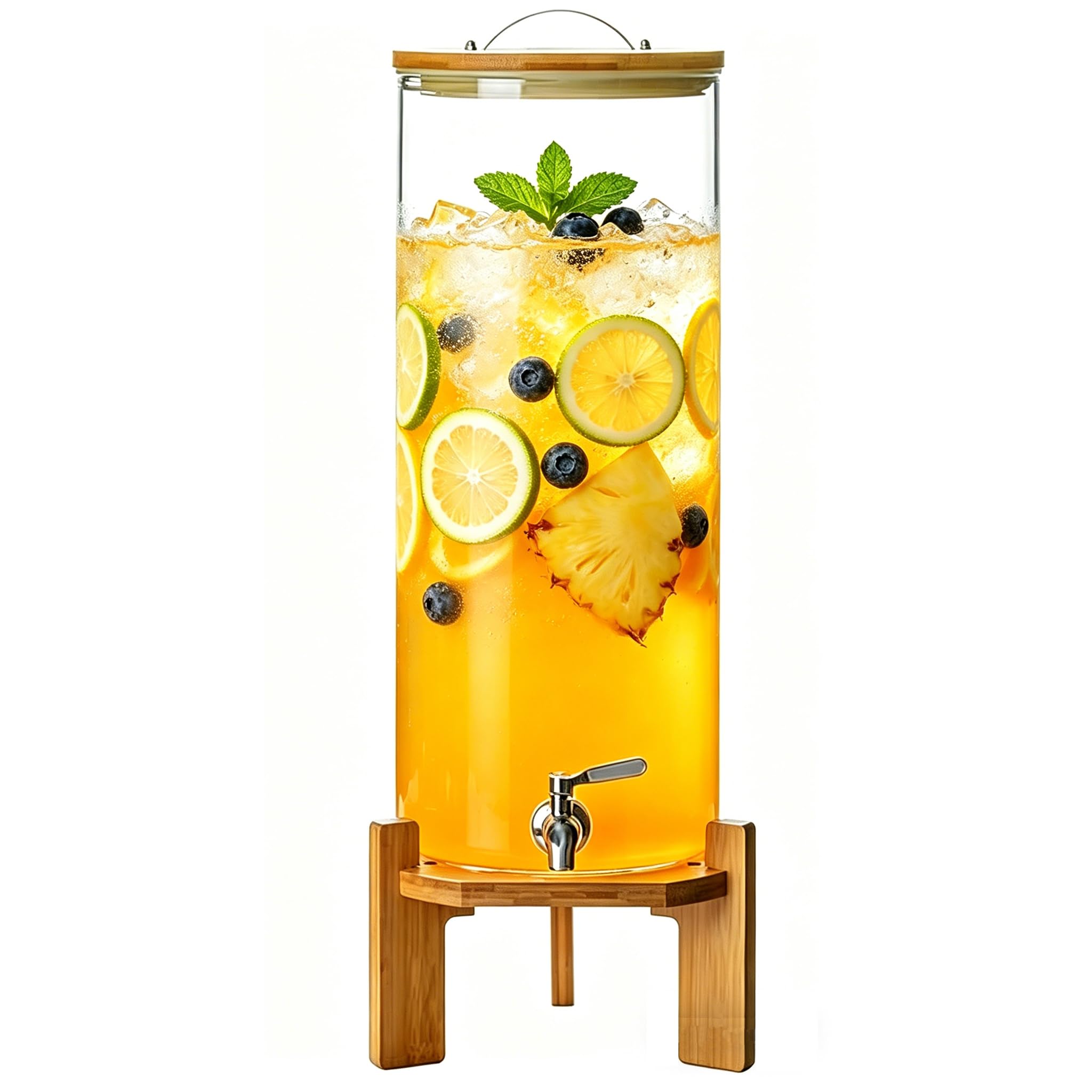 Getränkespender, 10 l Glas-Getränkespender mit Ständer, Edelstahl, für Partys, Bars, Restaurants