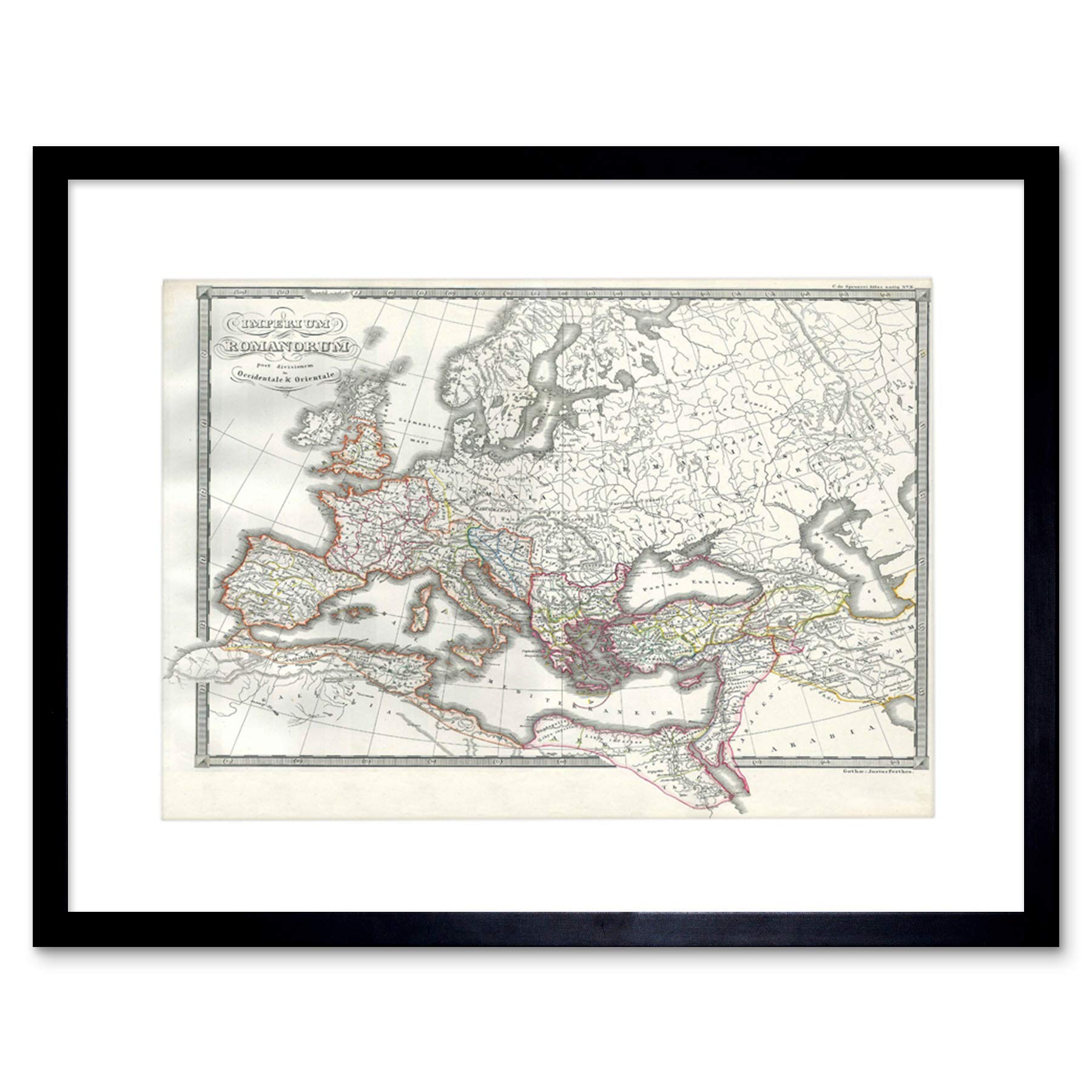 Wee Blue Coo Map 1850 Roman Empire East West Ancient Rome Frame Art Print Picture F12X007