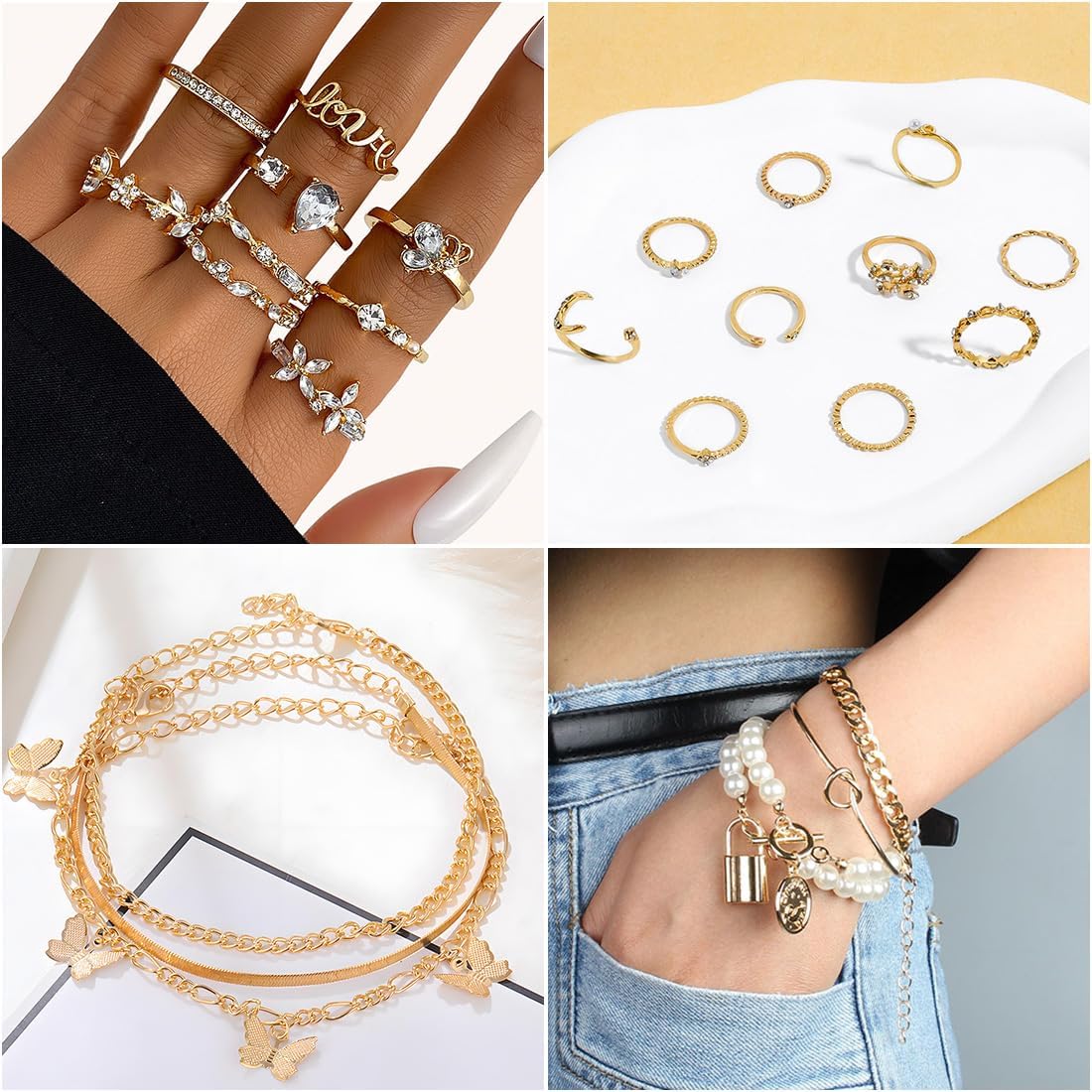 Gold Plated Jewelry Set for Women Fashion Costume Jewelry Necklace Bracelet Earrings Set for Christmas, Valentine's Day, Wedding - Image 3