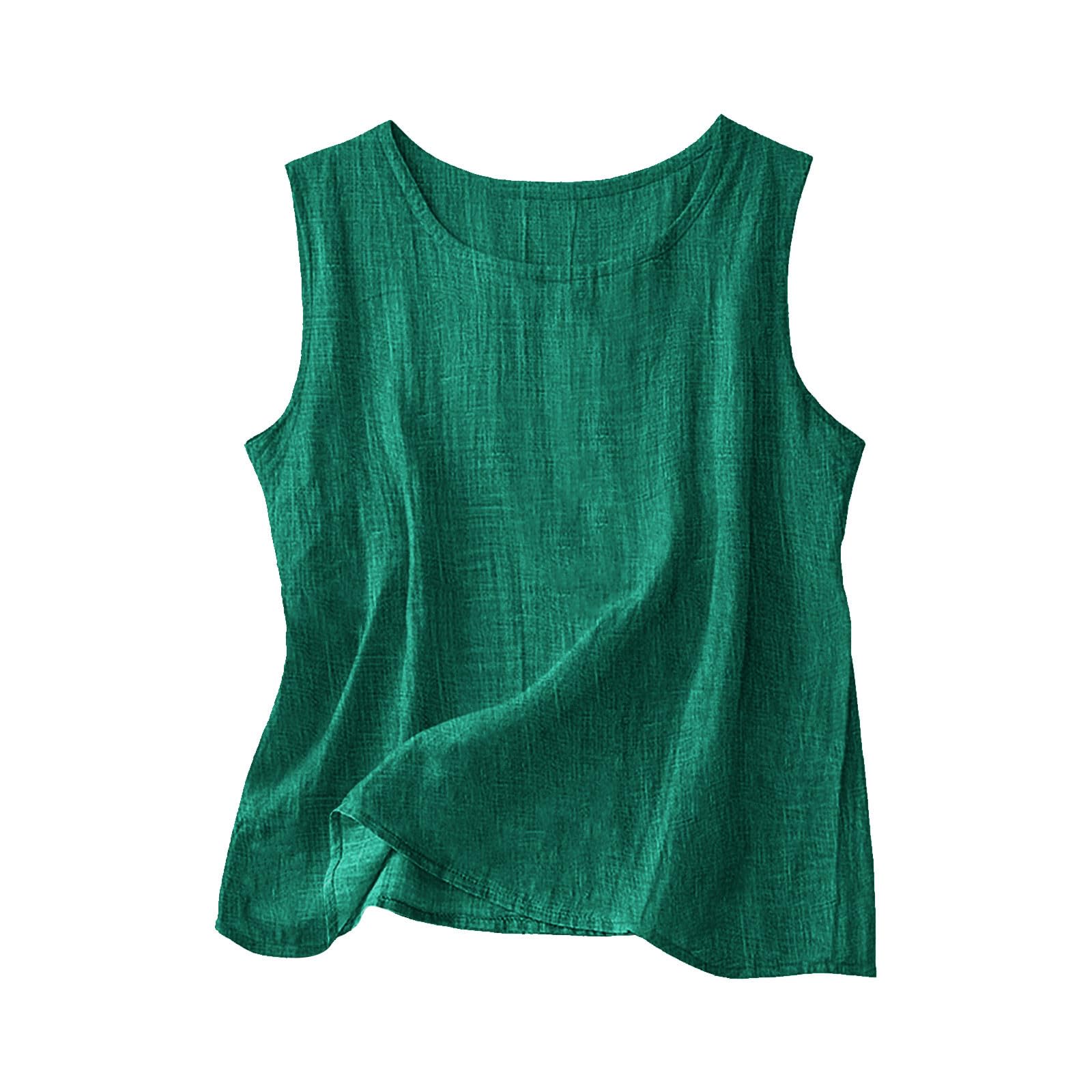 Linen Shirts for Women Linen Crewneck Tank Tops 2026 Spring Summer Beach Sleeveless Tops 2026 Fashion Vacation Shirts — view 23