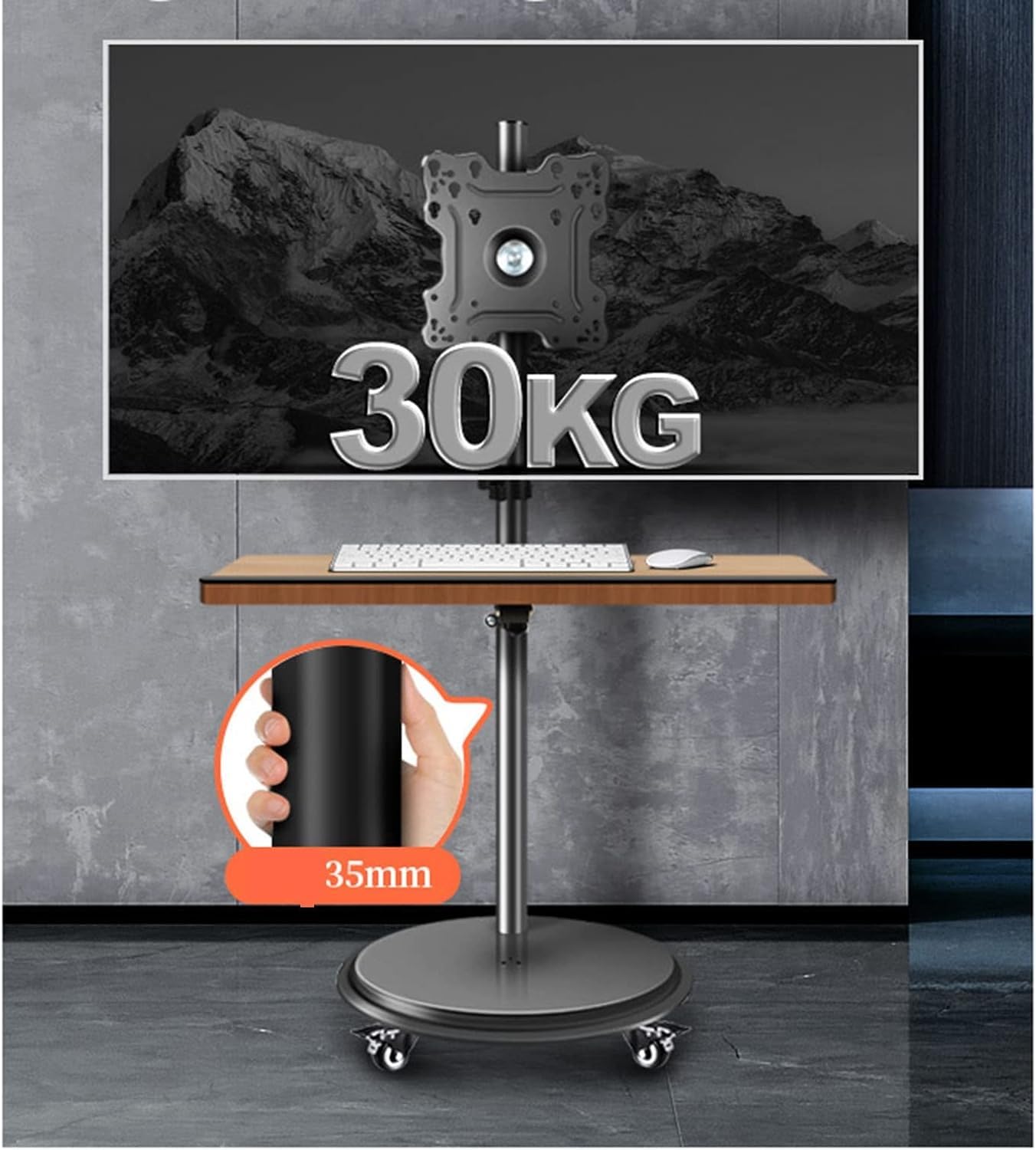Mobilny Stojak Pod Telewizor Mobilny Stojak Pod Telewizor Z Półką Na Klawiaturę - Telewizor, Monitor Komputerowy, Uchwyt Poziomy I Pionowy, Mobilny Wózek Podłogowy, Mobil