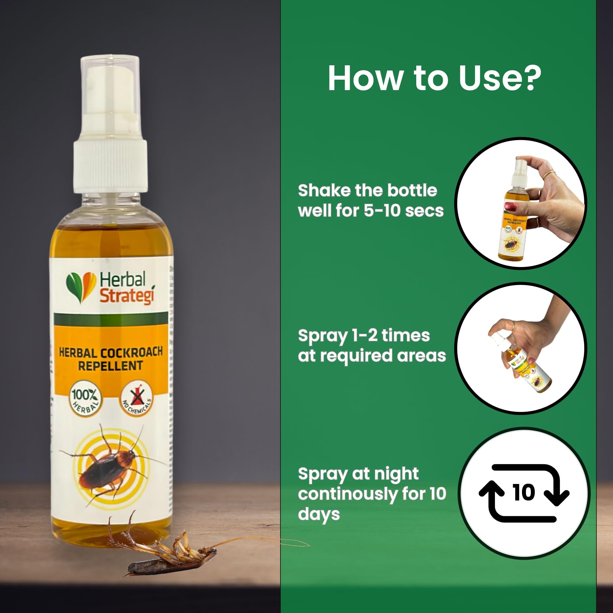 SHUU Cockroach Repellent Spray - 100ml (Pack of 2) | Smarter way to Shuu Cockroaches away | 100% Herbal & Chemical free | Baby & Pet safe | Effective on all types of Cockroaches 4