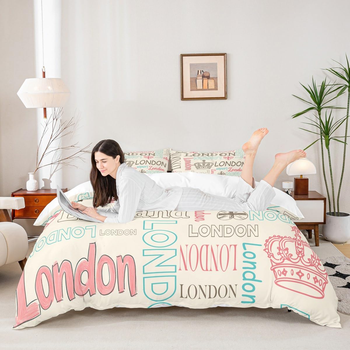 Housse de couette hip-hop avec motifs exclusifs dessinés à la main pour grand lit