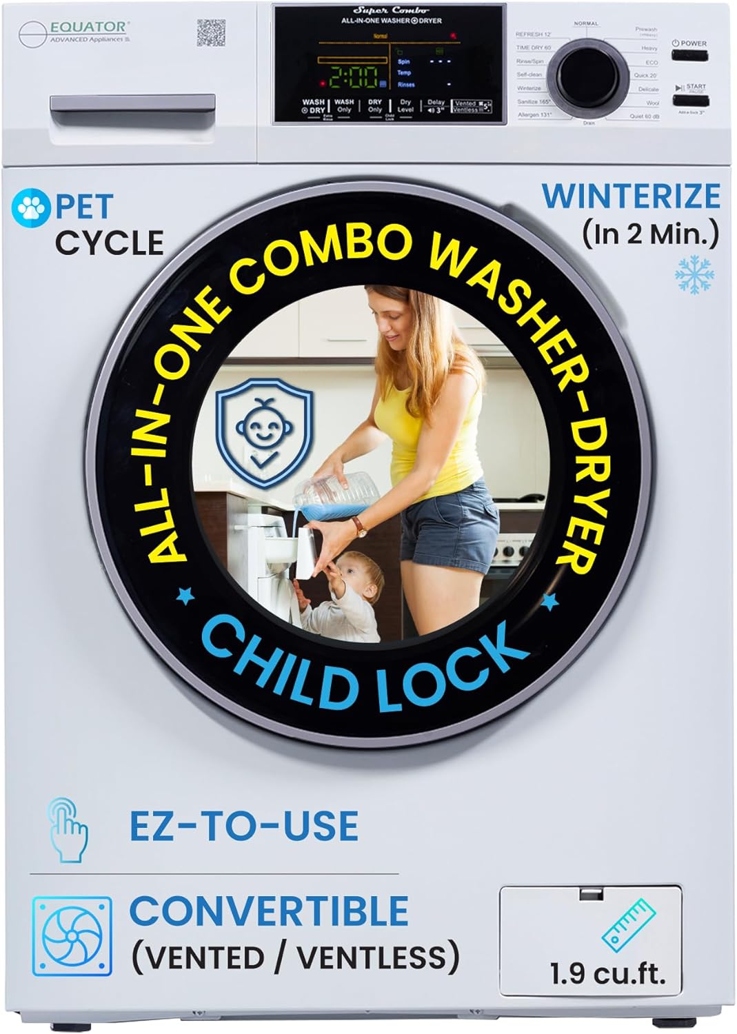 White 36" Electric Smart Combo Washer Dryer