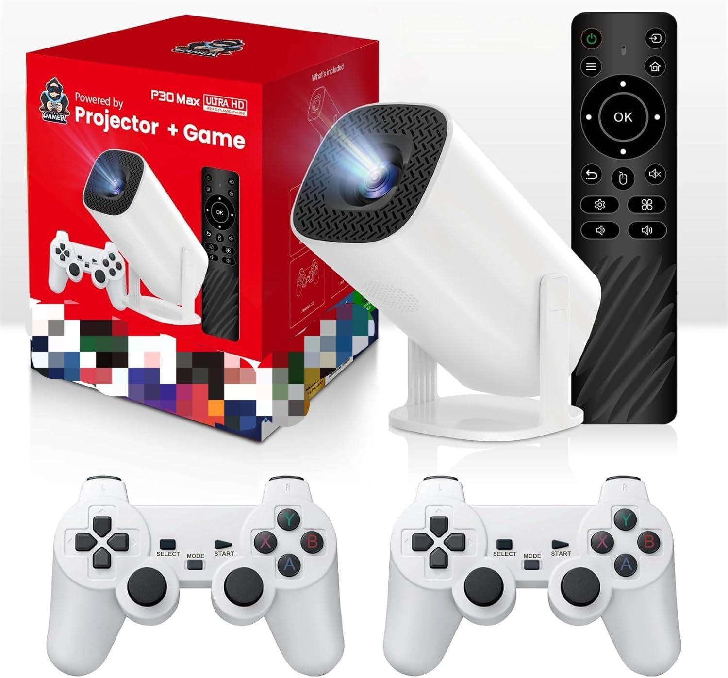P30 MAX Projector With 2 gamepads Android 11 Wifi6 BT Home Theater Office Outdoor Smart Portable 4K HD Projector（35000+Games）-picture-11