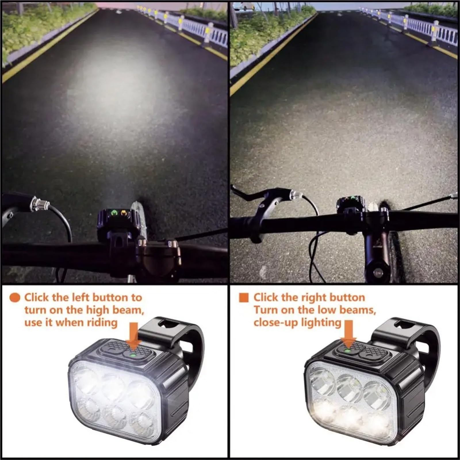Juego De Luces Para Bicicleta Juego de luces traseras y delanteras for bicicleta, faro trasero for ciclismo con carga USB, 6/24 cuentas, lámpara impermeable de aleación de aluminio for bicicleta Luces