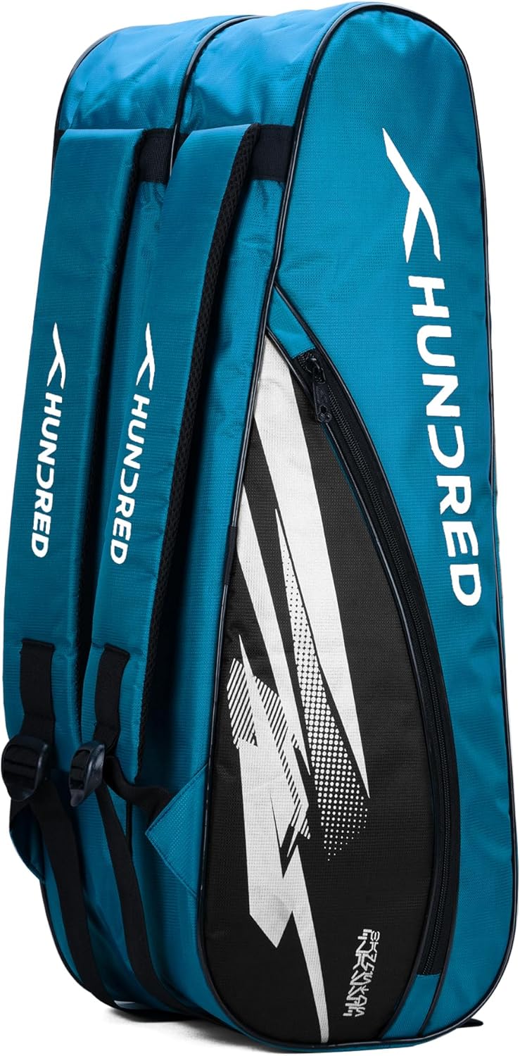 Cosmogear Badminton Kit-bag | Double Zipper | Bag with Front Zipper Pocket | Material: Polyester| Padded Back Straps | Easy-Carry Handle Teal Blue/Black