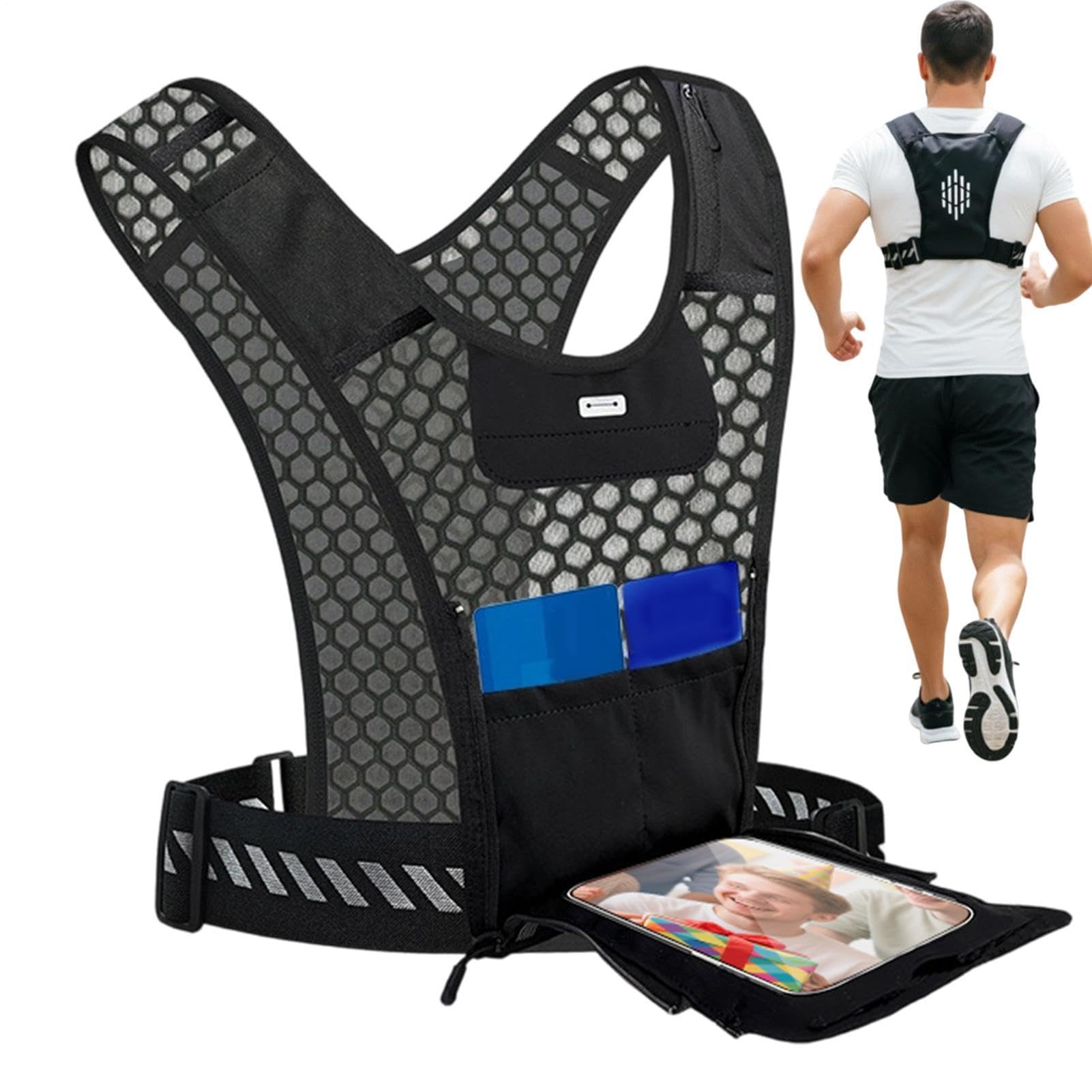 Chaleco porta móvil de running nocturna para evitar rebotes al correr 8