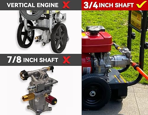 Miniatura 4 de YAMATIC Bomba de lavado a presión horizontal de eje de 34 pulgadas, 3100 PSI  2.5 GPM y manguera de lavado a presión 50 pies 14 pulgadas sin