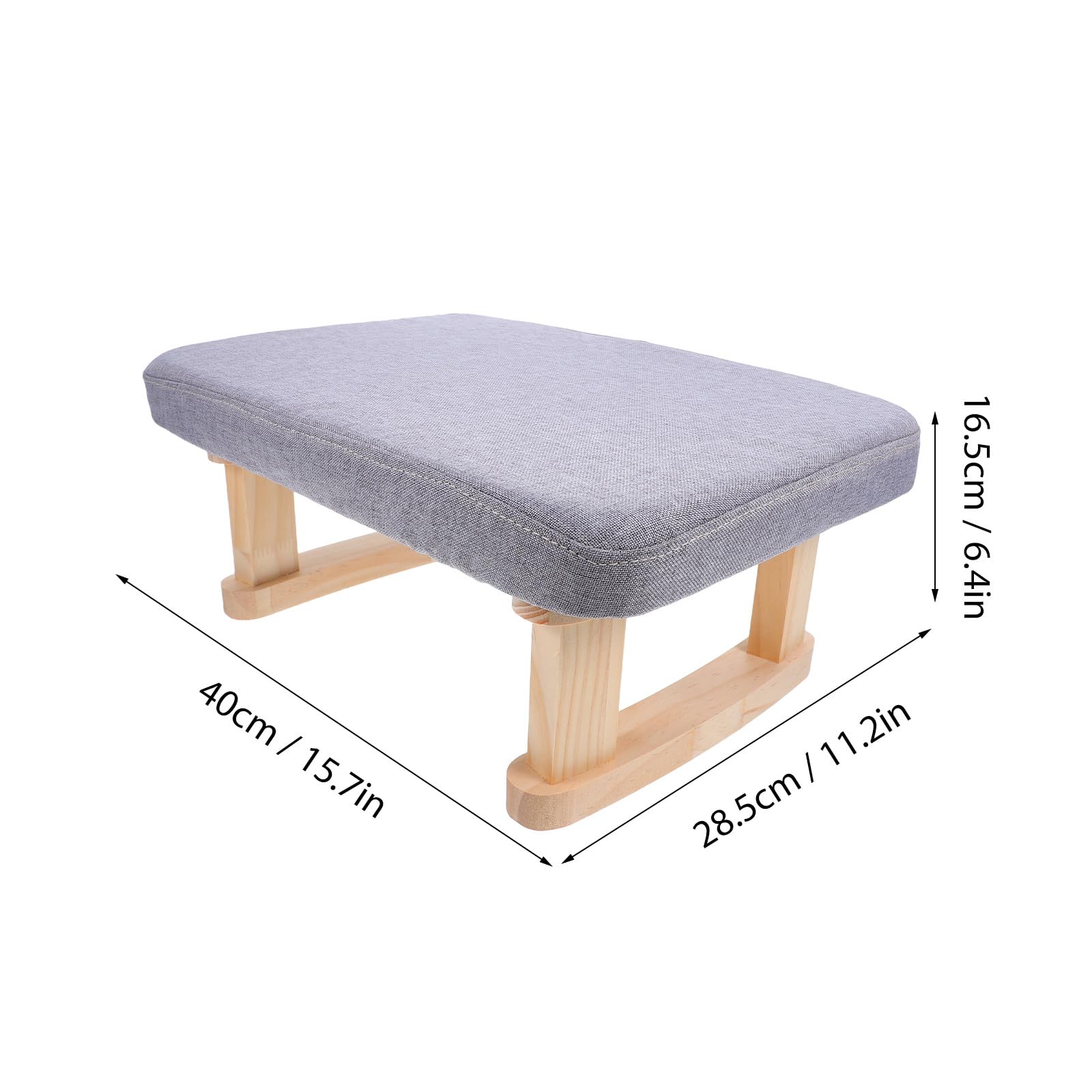 NOLITOY Taburete Pequeño de Madera Maciza Asiento Tapizado en Tela Gris, Reposapiés Multifuncional para Cambiar Zapatos, Meditación y Yoga, Portátil y Compacto para Hogar y Oficina