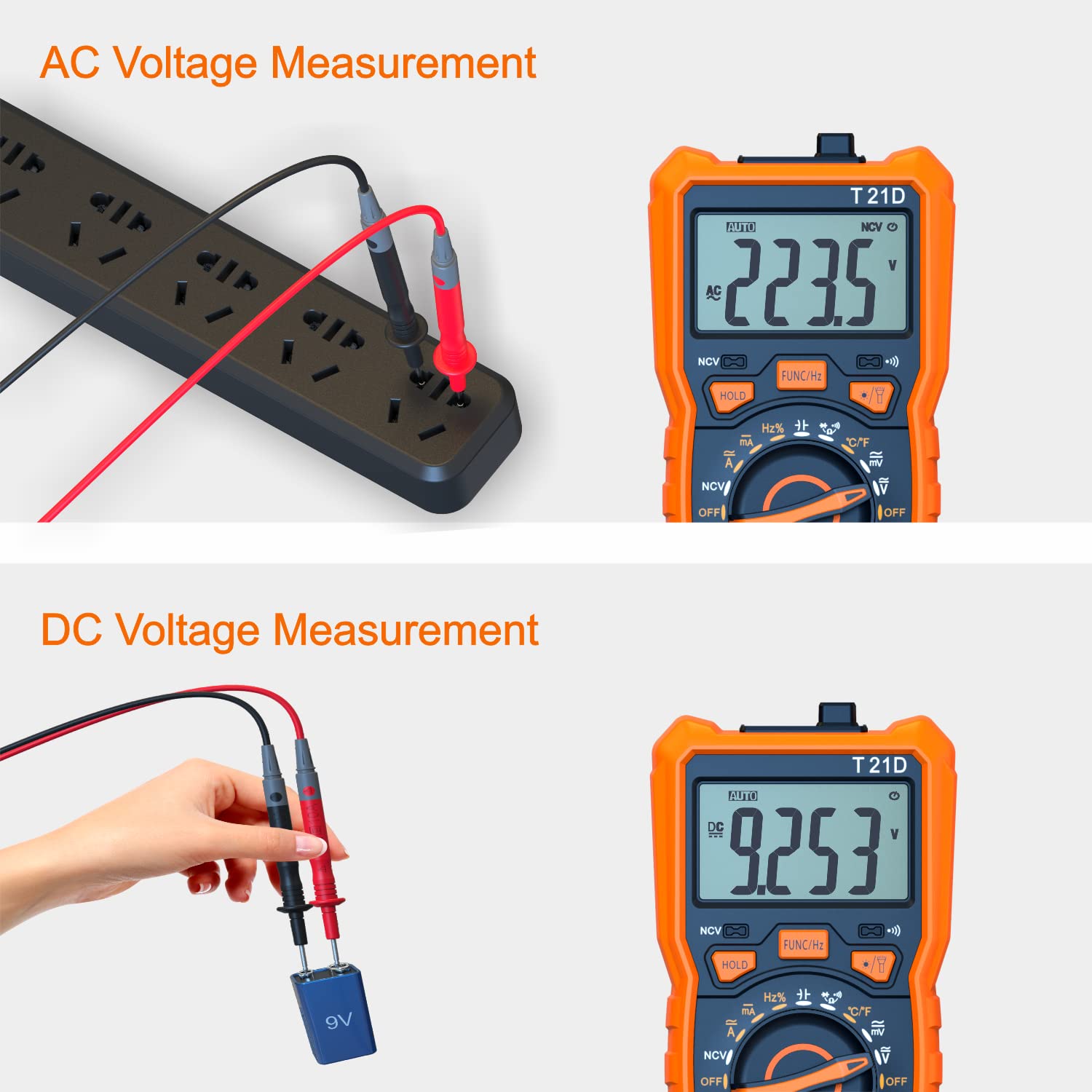 Auto-Ranging Digital Multimeter, TRMS 6000 Counts AC DC Voltmeter Ohm Volt Amp Meter, Electrical Multimeter Tester with NCV, Measure Capacitance Current Resistance Temp Continuity Diode Duty Cycle — Amazon image 5