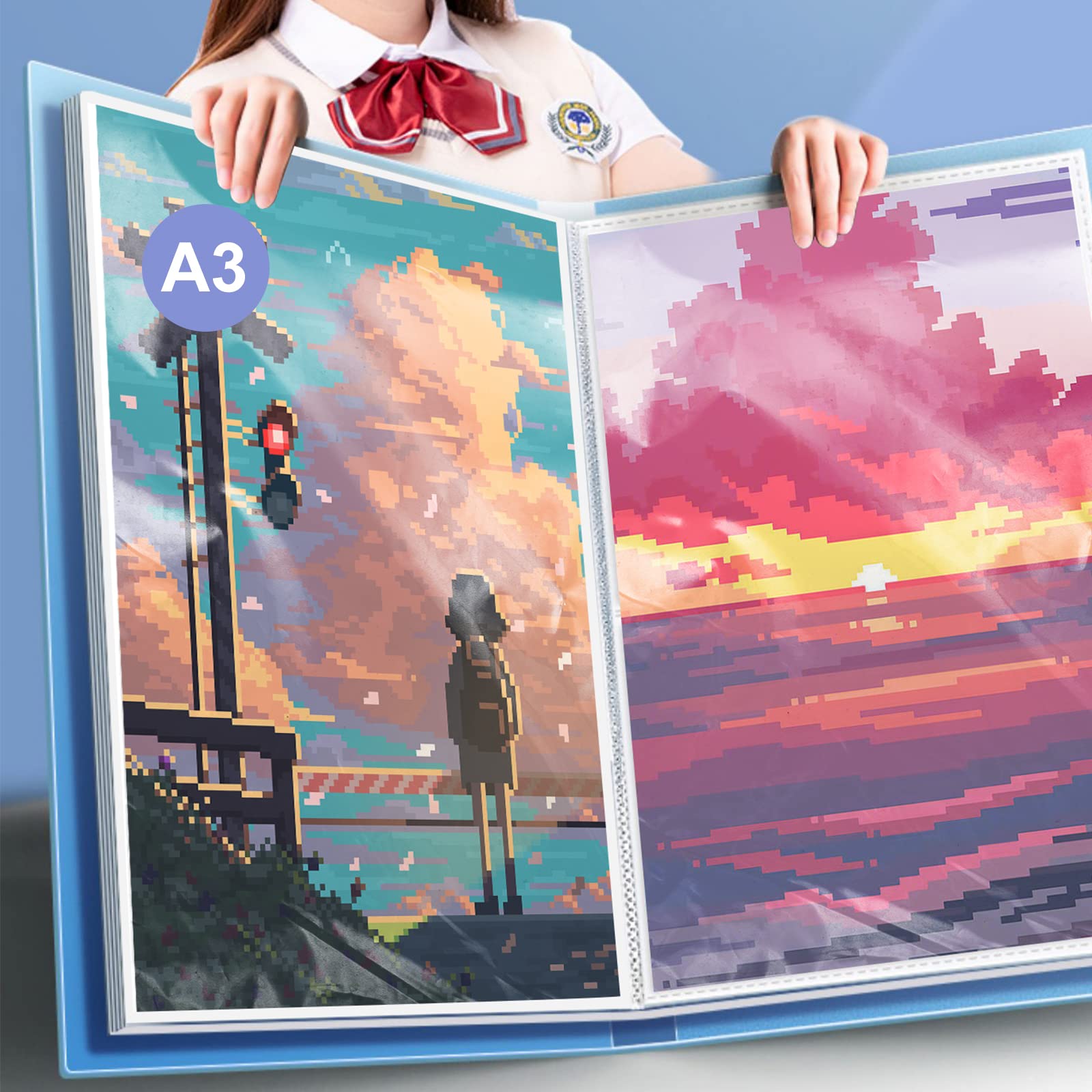 5D Diamond Painting Album,2 Pezzi A3 Pagine Diamond Painting Storage Book,Libro d'Arte di Pittura di Diamanti,Accessori per la Pittura a Diamante(30Page,contiene 60 fogli)