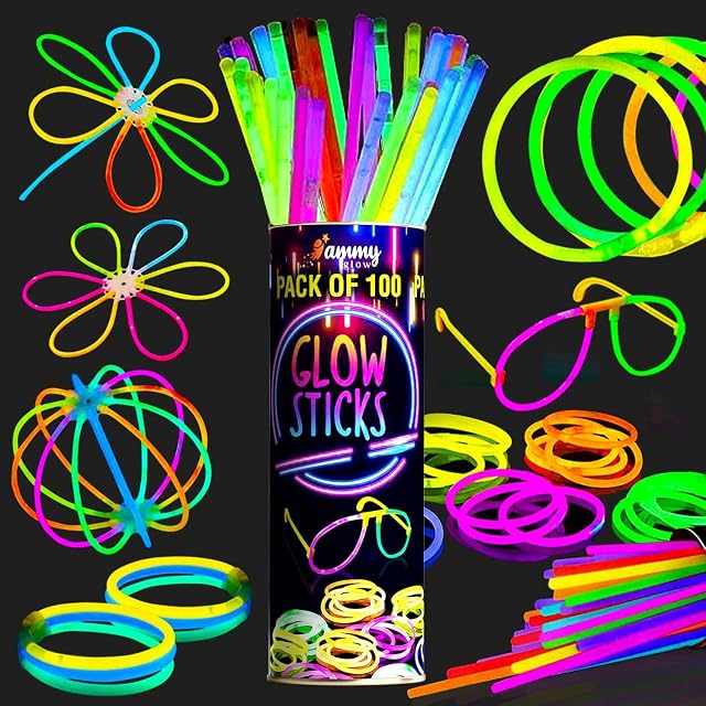 Premium Glow Sticks Bulk Party Pack for Children- Adults-205 Pcs-Glow In The Dark Eye Glasses kit-Bracelet Connectors- Necklaces and Balls -12 hour Non Stop Glow for Party Supplies- Non Toxic