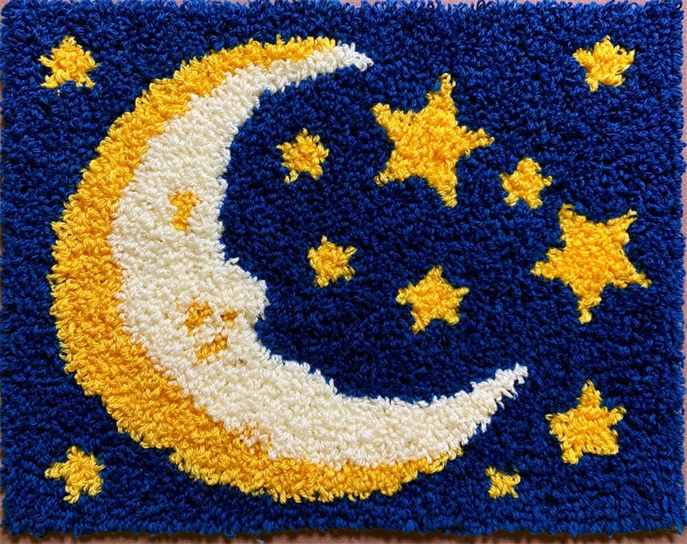 FWRTYCB Latch Hook Rug Kit Moon and Stars