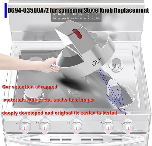 Miniatura 7 de DG94-03500AZ (4PCS) para Samsung Perillas de estufa de gas de reemplazo, DG94-03500U para Samsung Horno de cocina Perillas de estufa Parte superior