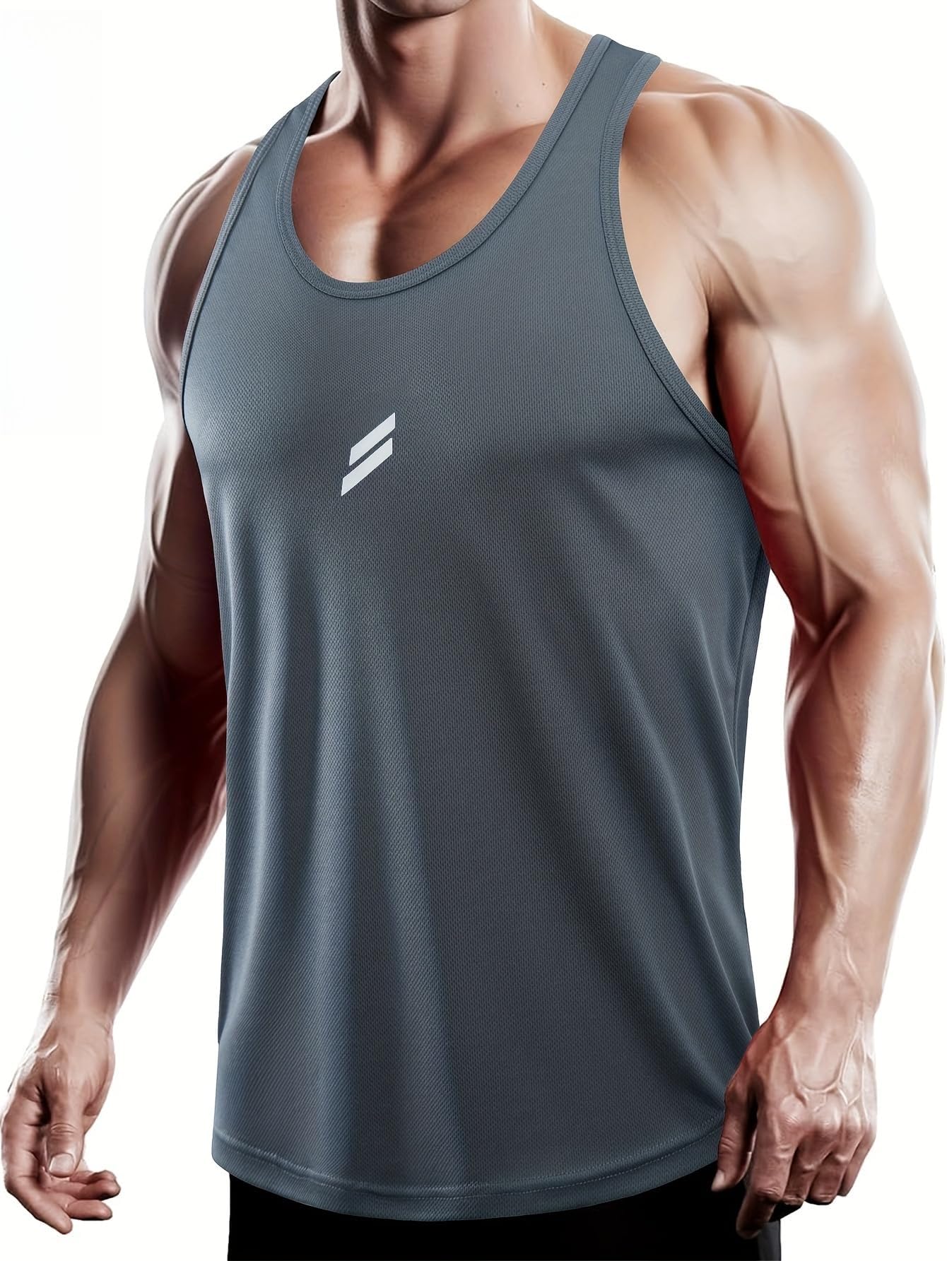 Chalecos casuales sin mangas para hombre, camisetas sin mangas con tiras reflectantes y cuello redondo para fitness al aire libre — view 7