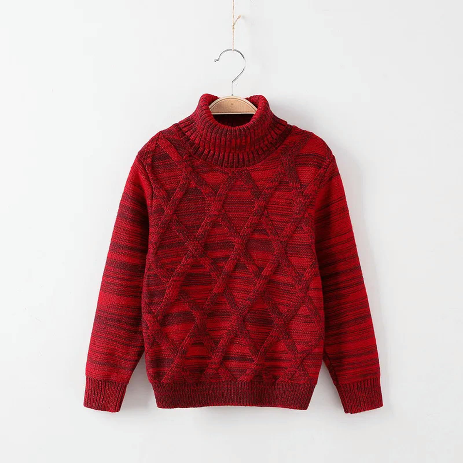 Zonto Ropa Interior de Invierno para niños Suéter De Cuello Alto para Niños De Invierno, Suéter De Otoño Engrosado De Terciopelo para Niños, Blusa para Niños, Ropa para Niños-K-7-8T (Talla 140)