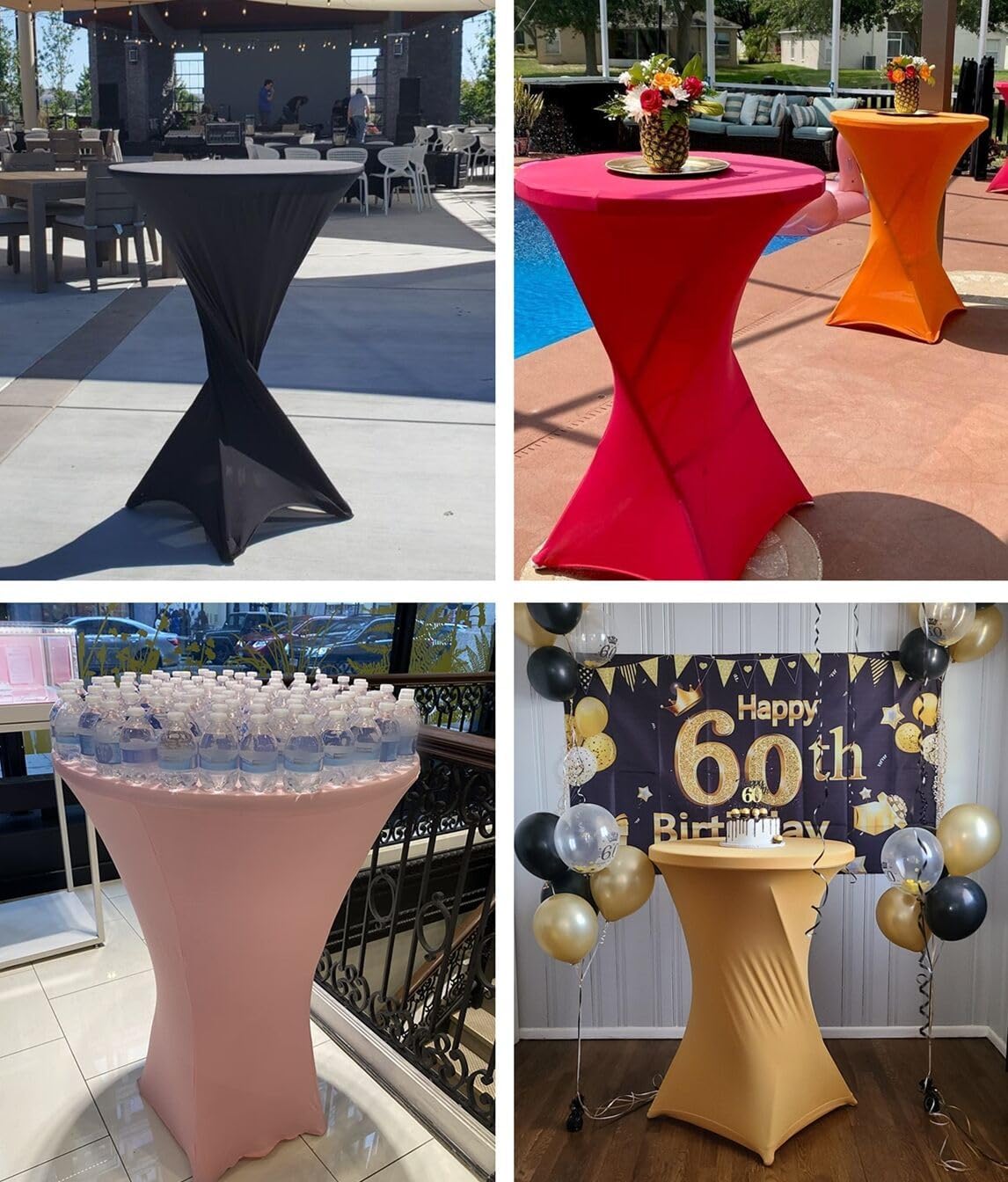 2 Packs 30 inches 32" Highboy Cocktail Round Stretch Spandex Fitted Table Cover High Top Square Corners Tablecloth (30" - 32" Dia x 42" 2 Packs, Royal Blue)