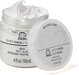 FolkArt Super Thick Acrylic Paint with a Textured Finish, White, 4 oz