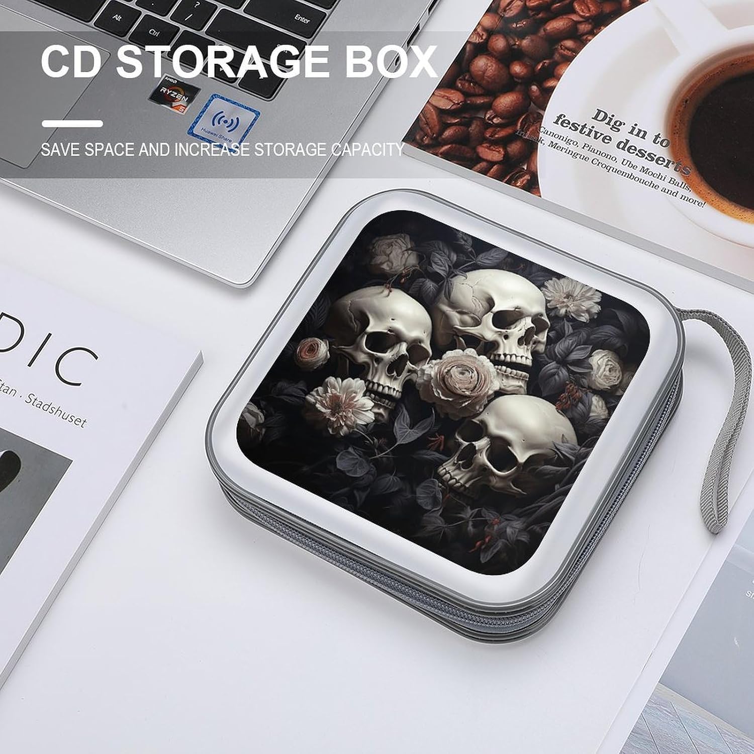 Flowers And Skull CD/DVD Case Holder 40 Capacity image 4
