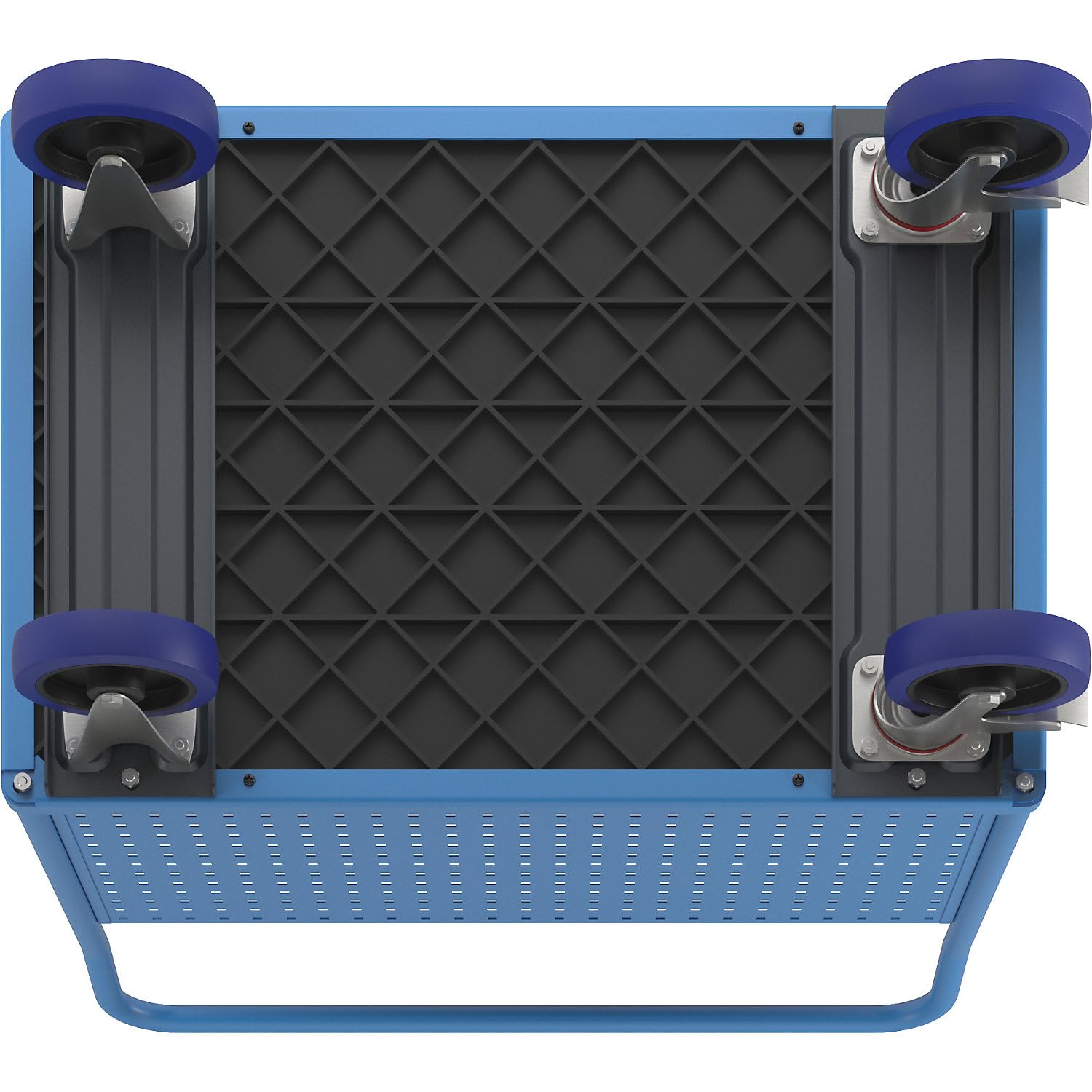 eurokraft pro | Plattformwagen | Mit 2 Lochblechseitenwänden, LxB 1050 x 700 mm, Vollelastik
