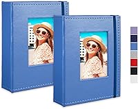 Vista 1 de Álbum de fotos pequeño de 4 x 6 pulgadas, paquete de 2 libros de fotos de cuero, cada mini álbum de 26 páginas tiene capacidad para 52 fotos