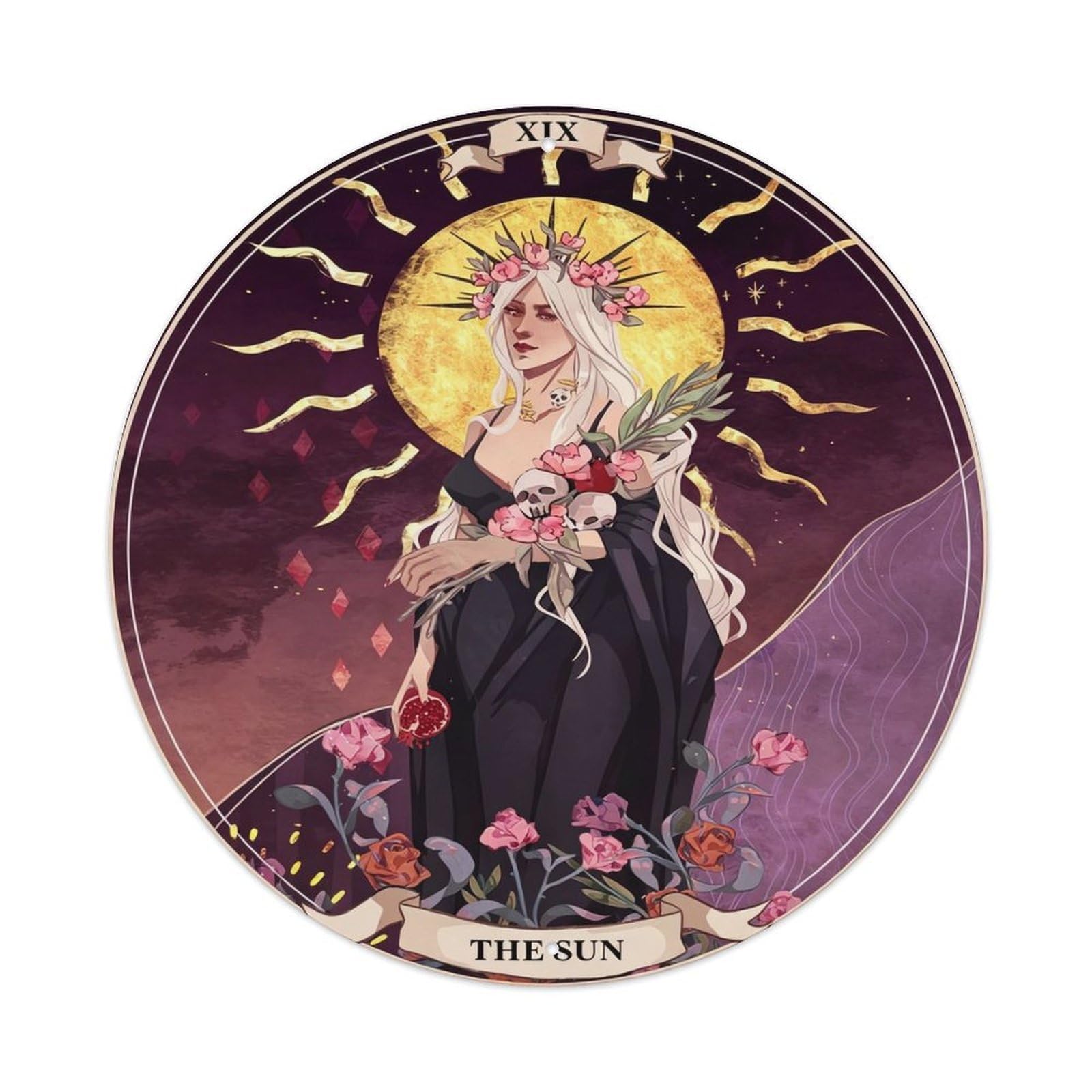 The Sun Tarot Metal Tin Sign Plaque Wall Decor for Cafe, Club, Garden Round Metal Poster 8x8Inch