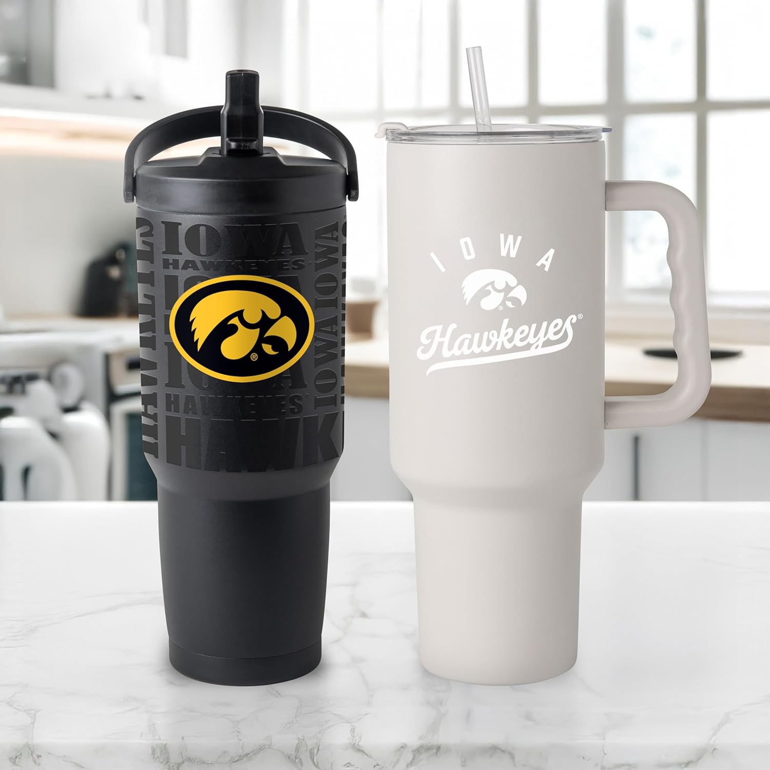 FANMATS NCAA Iowa Hawkeyes Stainless Steel Tumbler Set — 30 and 40 oz Capacity | Powder-Coat Finish | Tonal Fashion Color