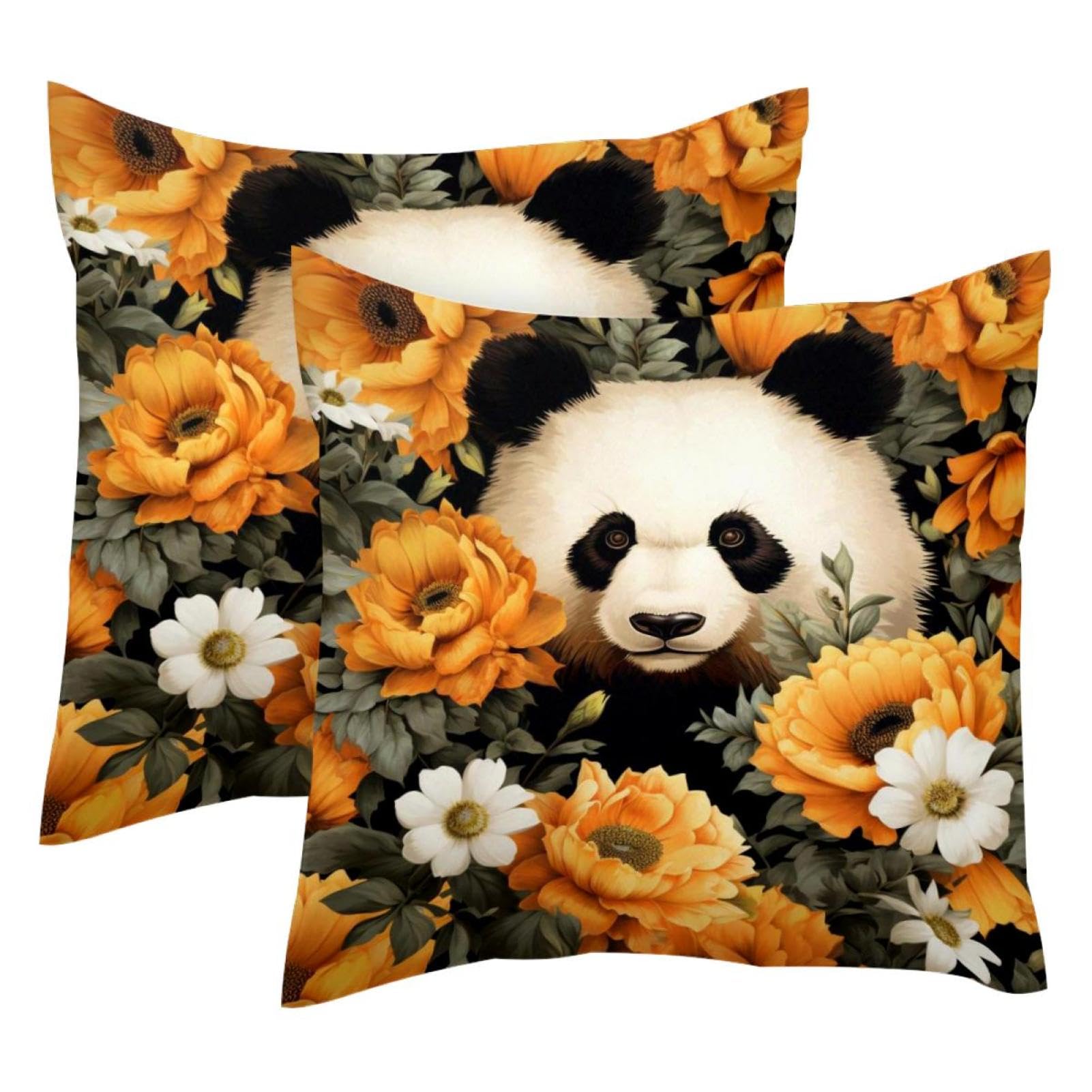 Housses de coussin velours double face panda et fleurs de haute qualité