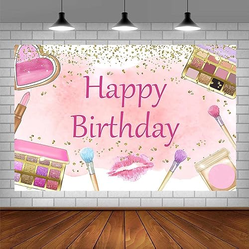 Miniatura 3 de Sendy Fondo de maquillaje de 7 x 5 pies para spa, feliz cumpleaños, suministros de decoración de fiesta para niña, princesa, rosa, rubor, pastel,