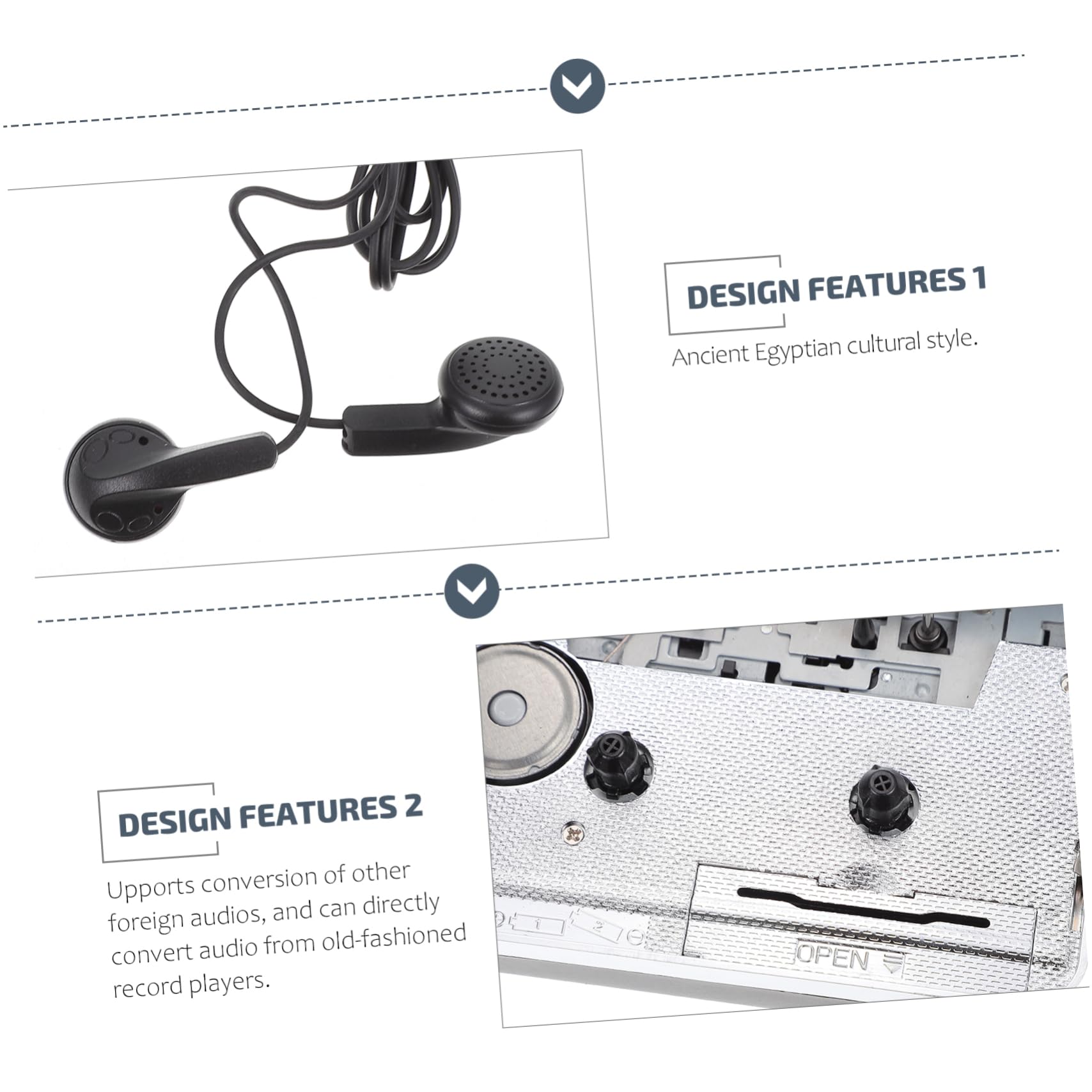 DOITOOL USB Cassette Music Player Tape Audio Converter Without Battery Digital Audio Converter for Easy Cassette to USB Transfer Compact and Portable Design