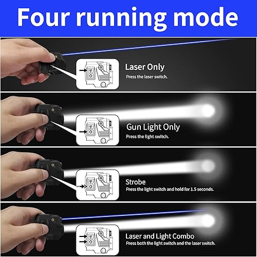 Miniatura 9 de Luz de pistola láser de 420 lúmenes, riel de tejedor Picatinny LED con carga magnética, función estroboscópica de liberación rápida, combo de luz