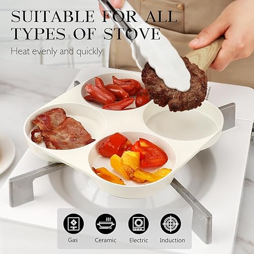 Miniatura 4 de GiPP Sartén antiadherente para huevos, sartén antiadherente de granito de 4 tazas para desayuno, sartén para panqueques con mango resistente al