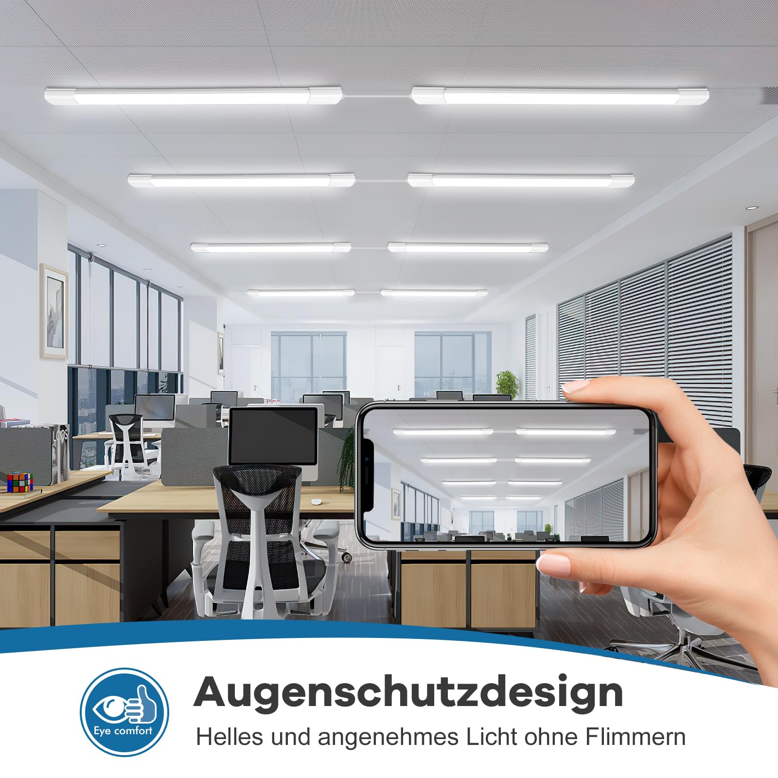 3PCS LED Röhre 120CM, 36W 4000LM LED Feuchtraumleuchte 120CM, 4000K Deckenleuchte Wohnzimmer, IP65 Deckenlampe Badezimmer als Tageslichtlampe, Küchenlampe Decke, Flurlampe Decke, nur 3.2CM Bauhöhe