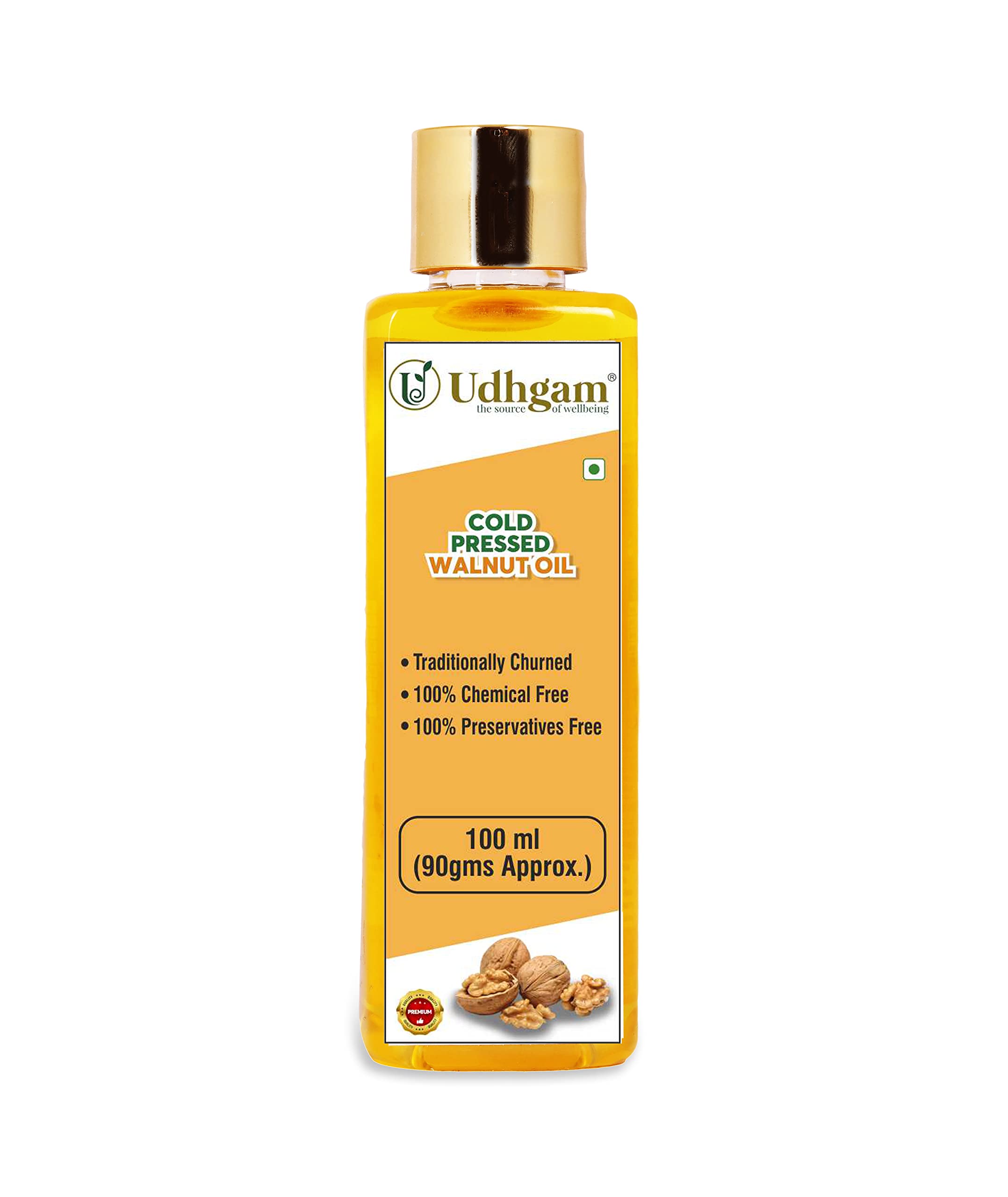 Udhgam® Cold Pressed Premium Edible Walnut Oil For Hair, Skin & Thyroid Massage 100% Pure and Virgin Grade Akhrot Ka Tel (100ml) (Kolhu/Kacchi Ghani/Chekku) (B09JF87SCG) Amazon Price History, Amazon Price Tracker